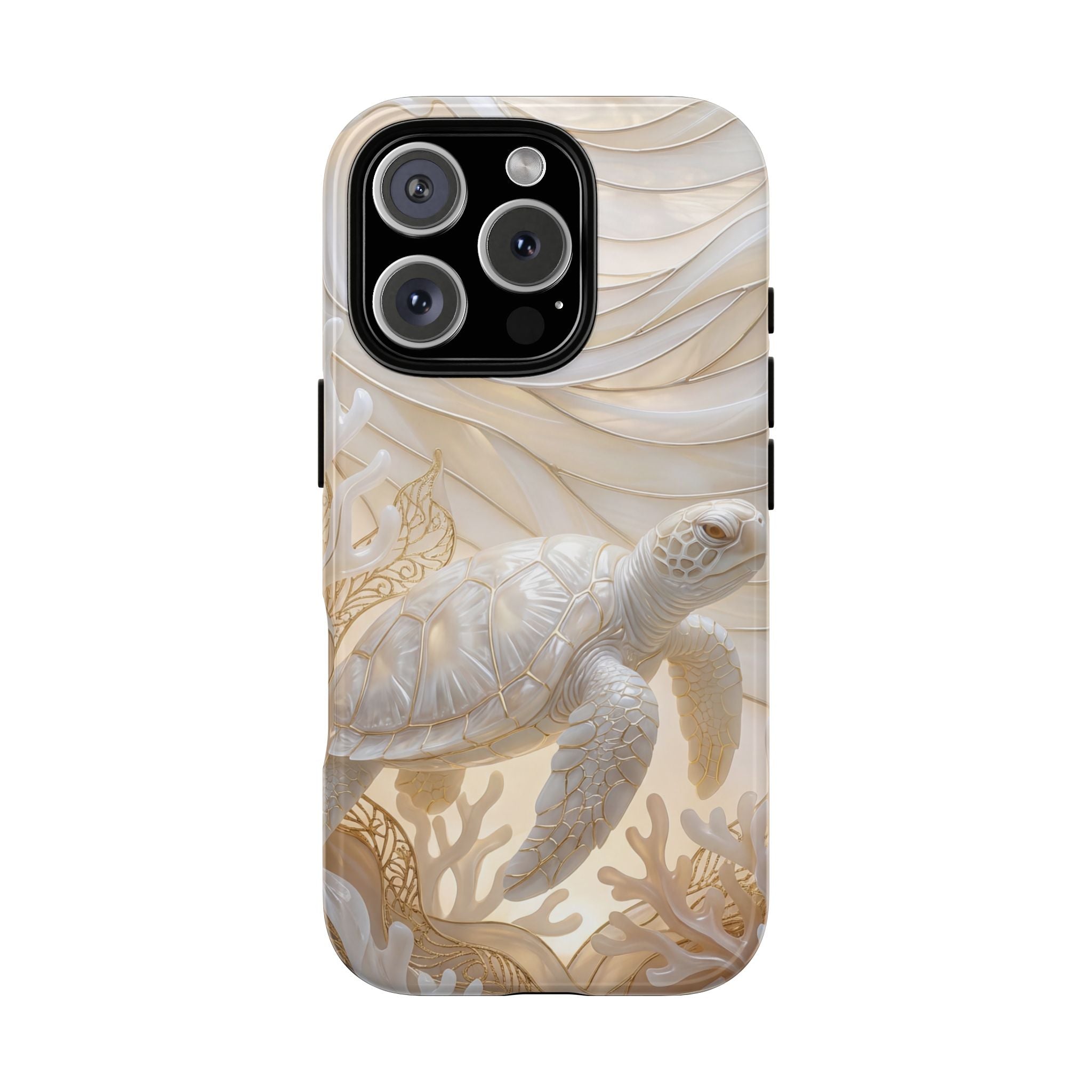 Sea Turtle Tough iPhone Case — Elegant Nautical Coral Design