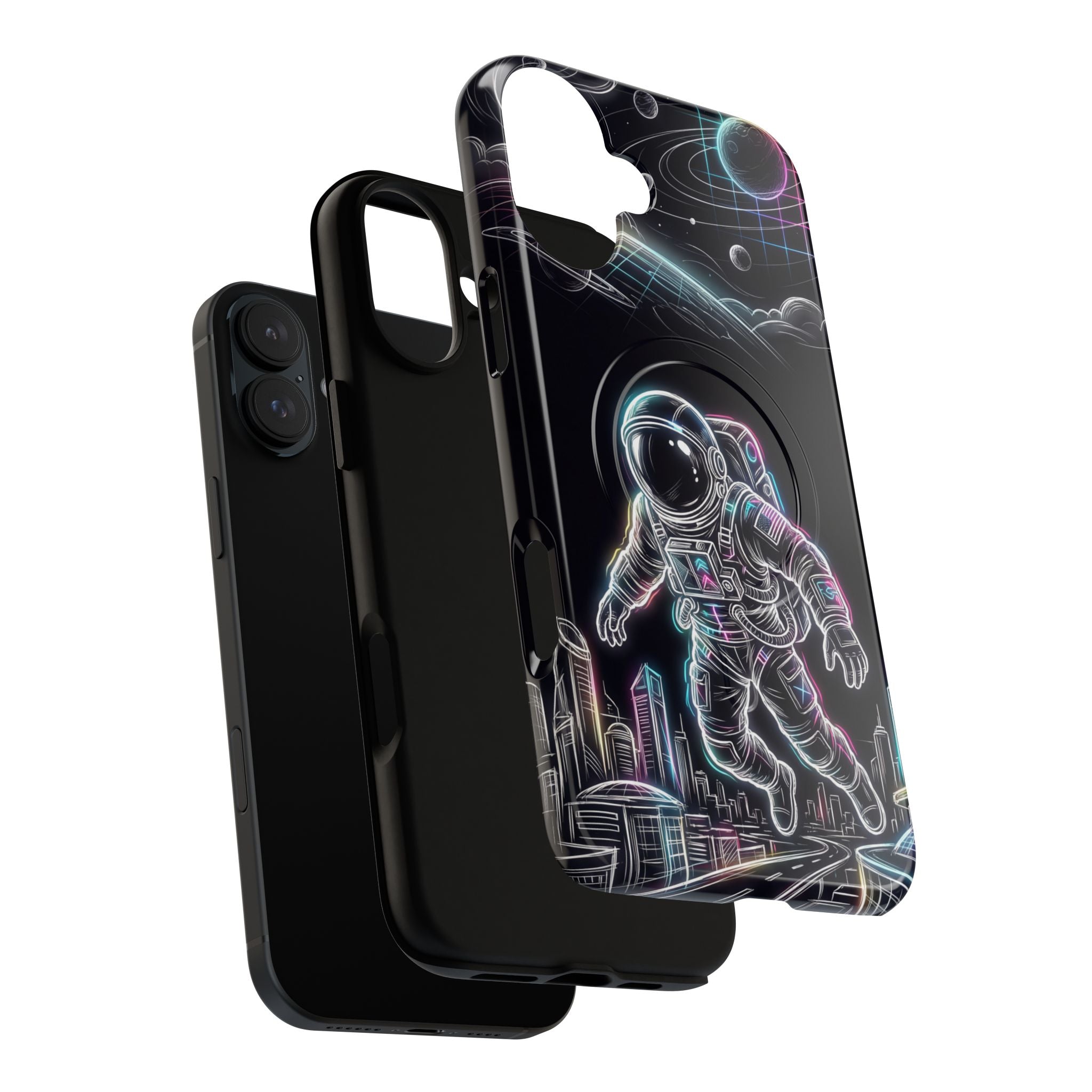 Space Explorer Astronaut NeonMagSafe iPhone Case
