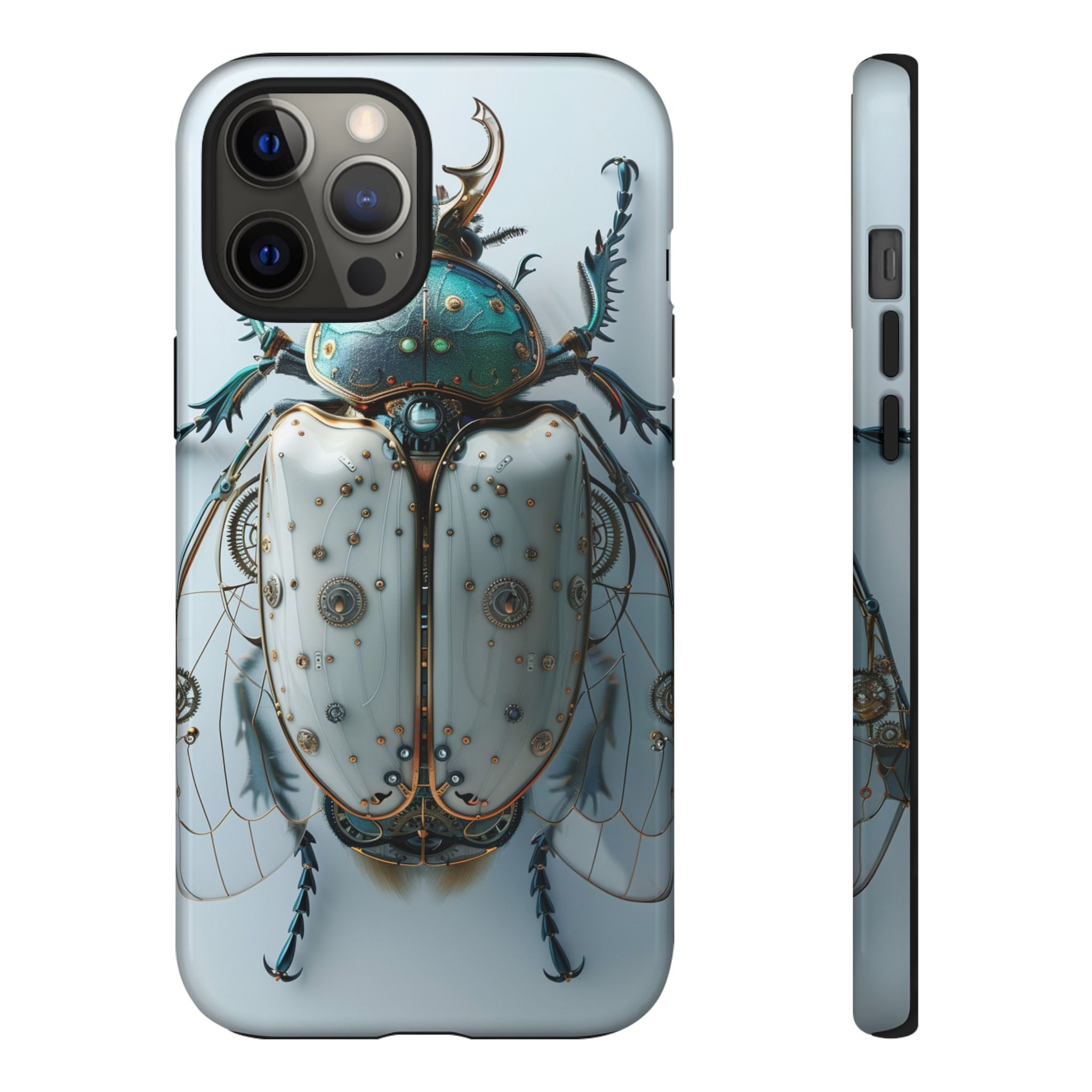 Steampunk White Beetle Protective Tough iPhone Case