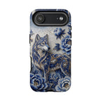 Blue Floral Wolf Tough iPhone Case | Moonlit Wolf Protective Cover