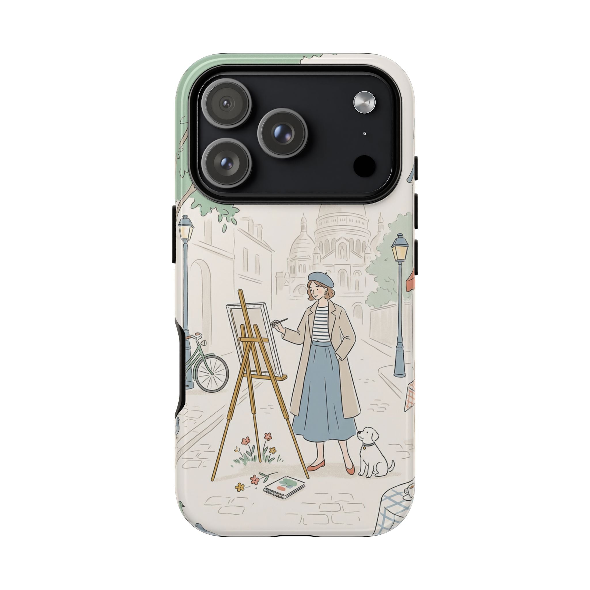 Artist in Paris iPhone Case | Vintage Painter Street Scene Protective Cover