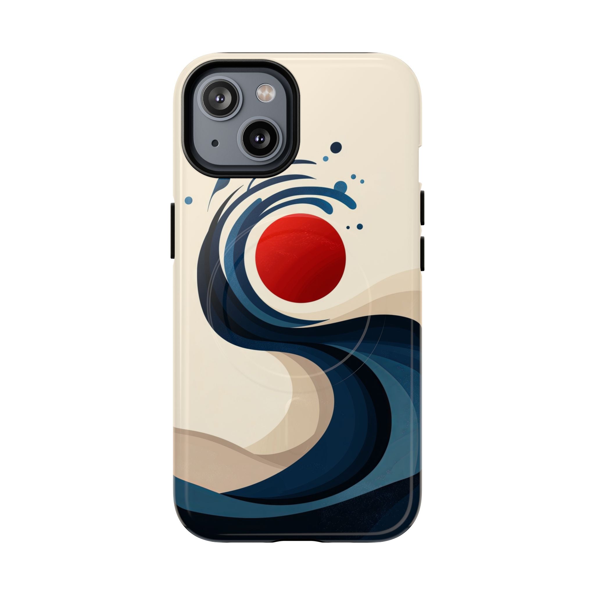 Abstract Wave MagSafe iPhone Case | Red Sun Ocean Art