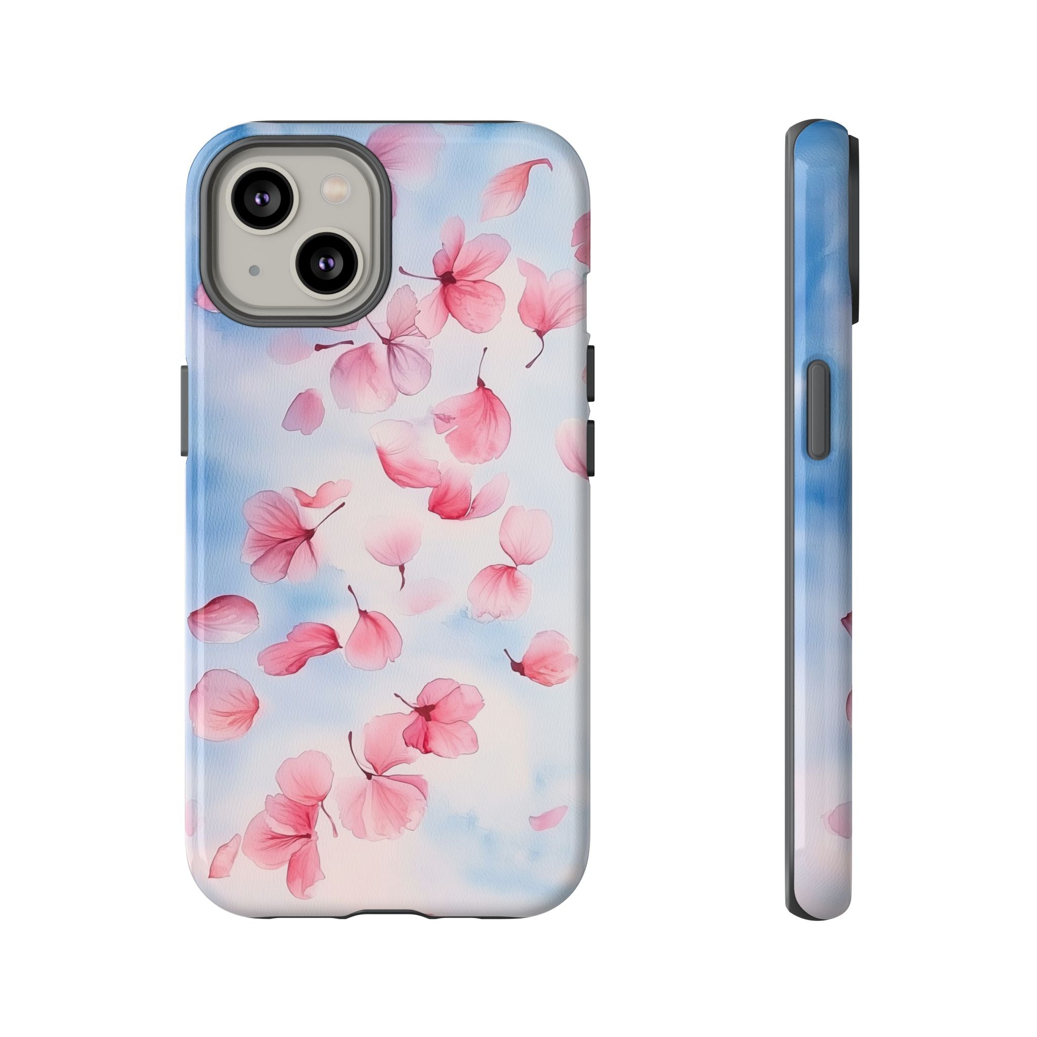 Floral Petal Tough iPhone Case | Pink Falling Blossoms