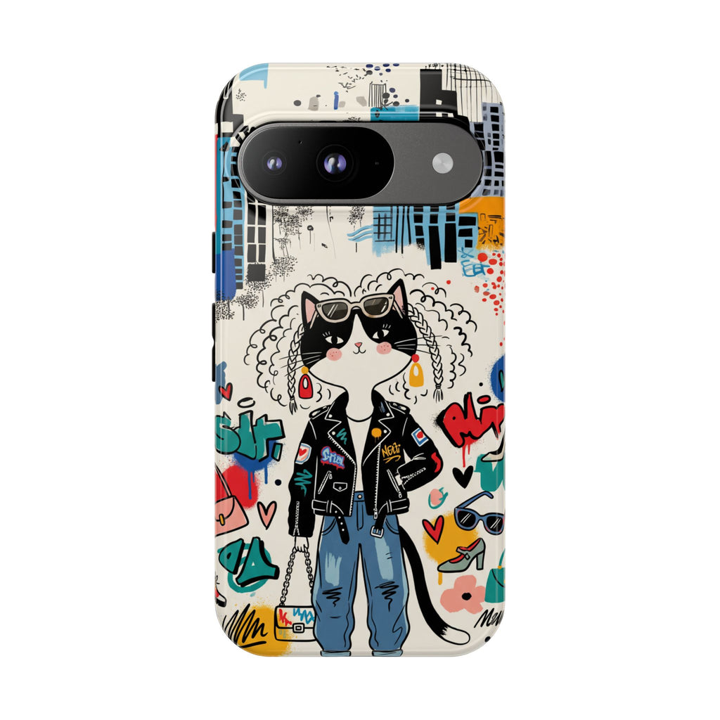 Punk City Cat Graffiti Design Google Pixel Phone Case