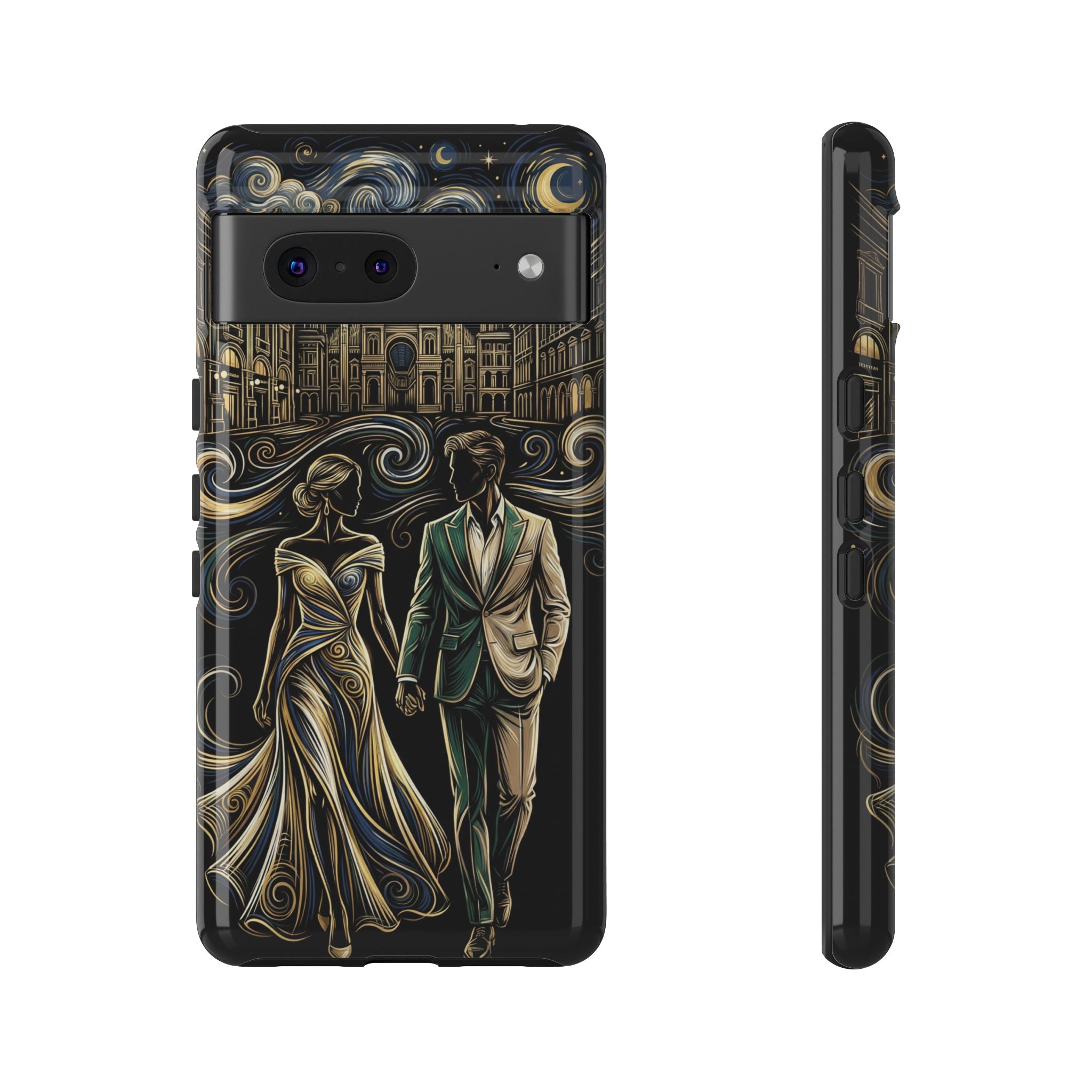 Romantic Night Walk Google Pixel Phone Case | Elegant Couple Art