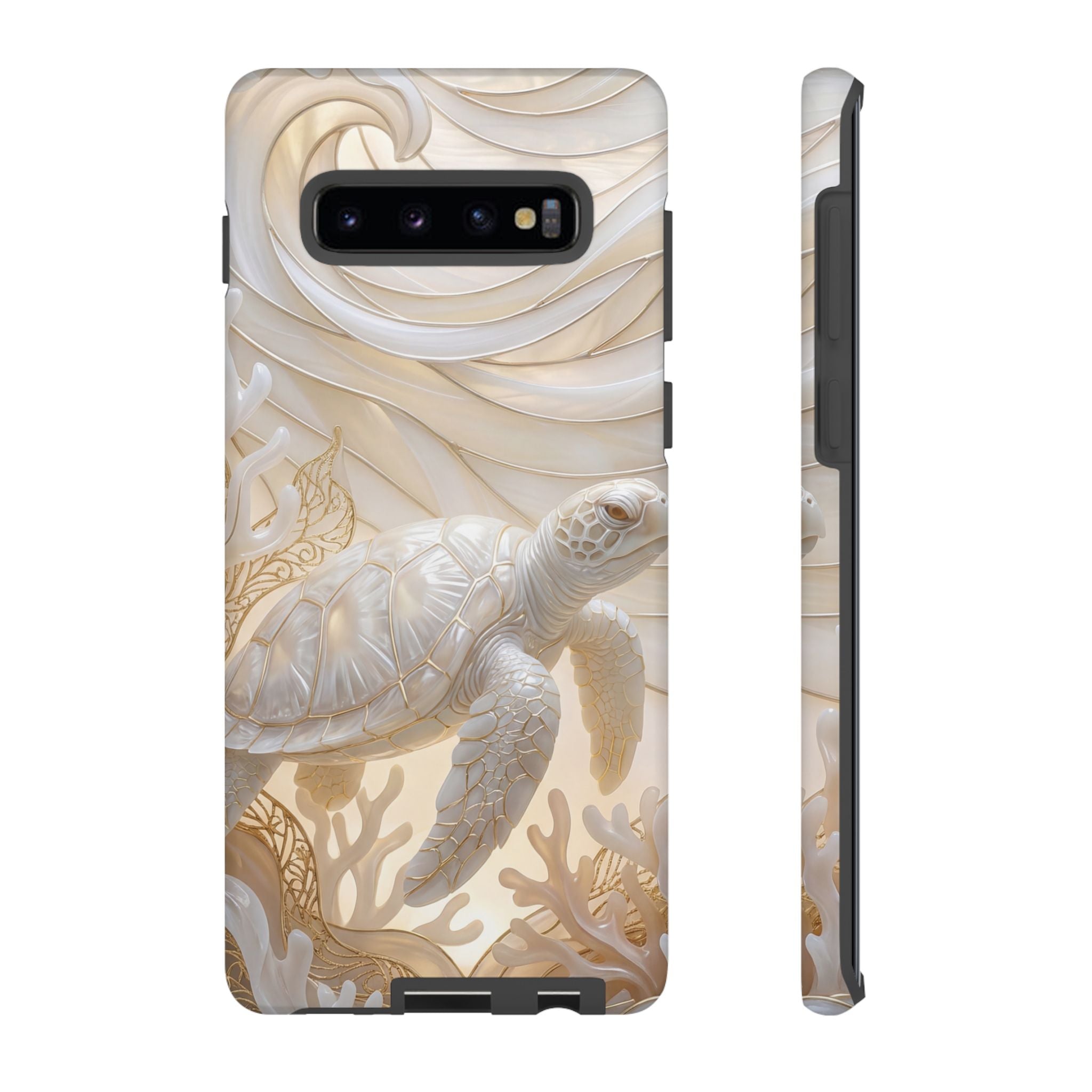 Sea Turtle Tough Samsung Galaxy Case — Elegant Nautical Coral Design