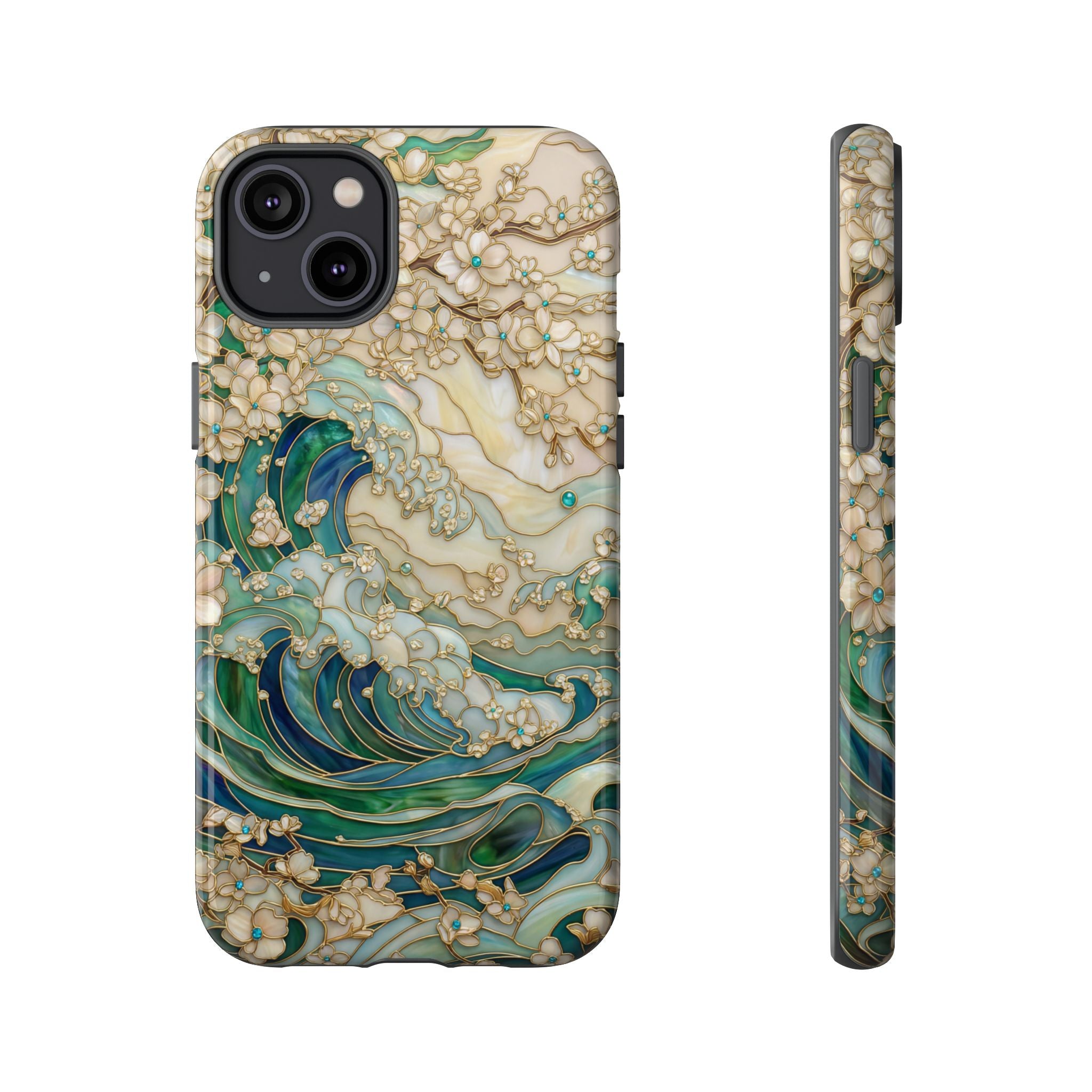 Elegant Ocean Wave Floral Art iPhone Case