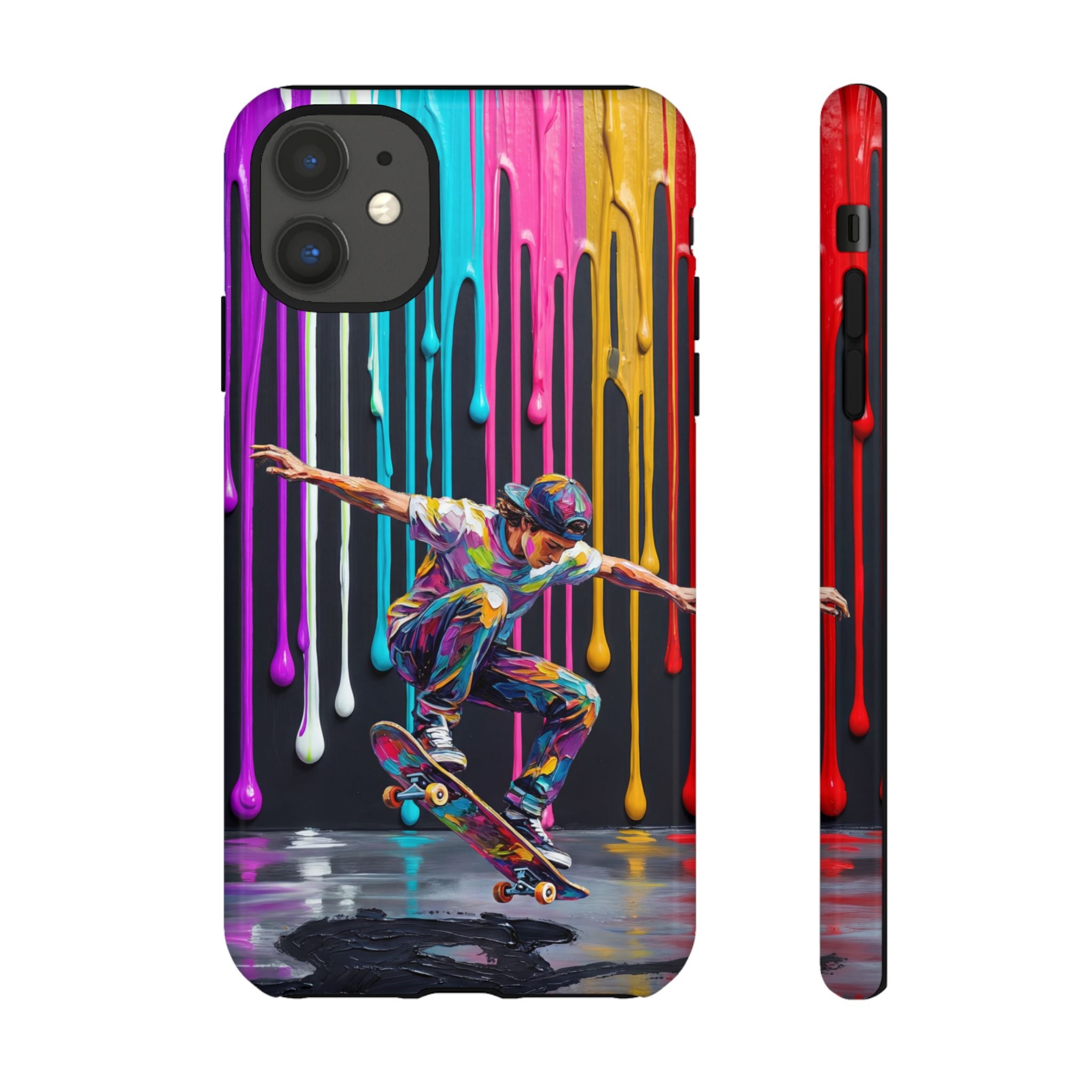 Colourful Drip Art Skateboarder Splash iPhone Case