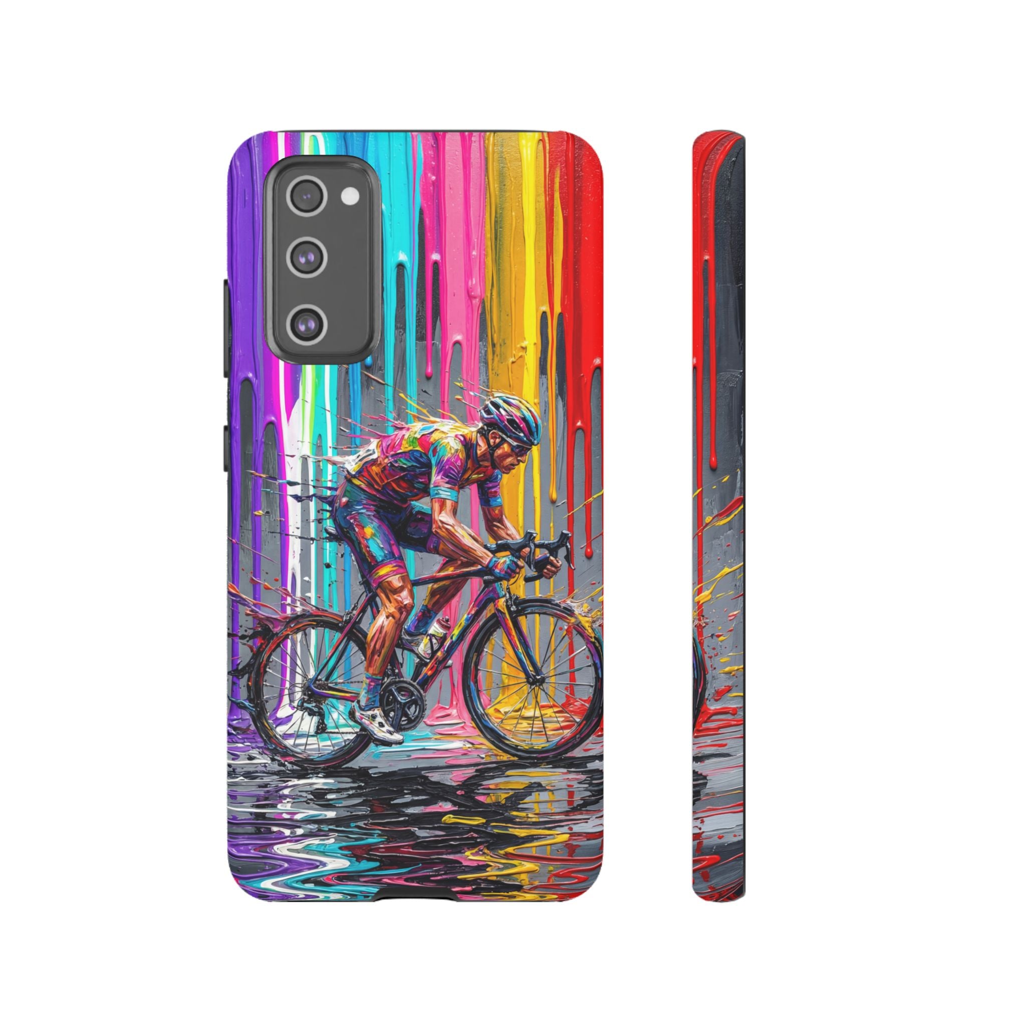 Cyclist Art Samsung Galaxy Phone Case | Colourful Drip Painting Tough Cases