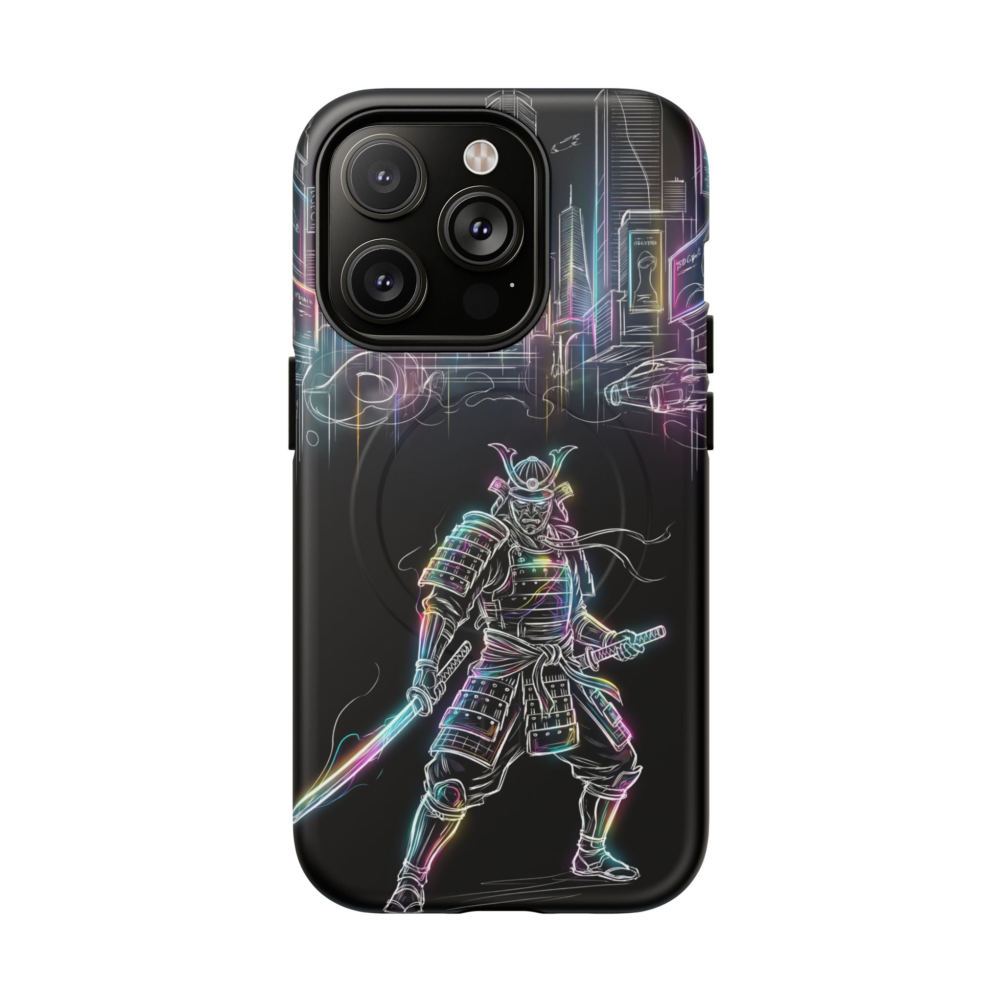 Neon Samurai MagSafe iPhone Case | Cyberpunk City Armor
