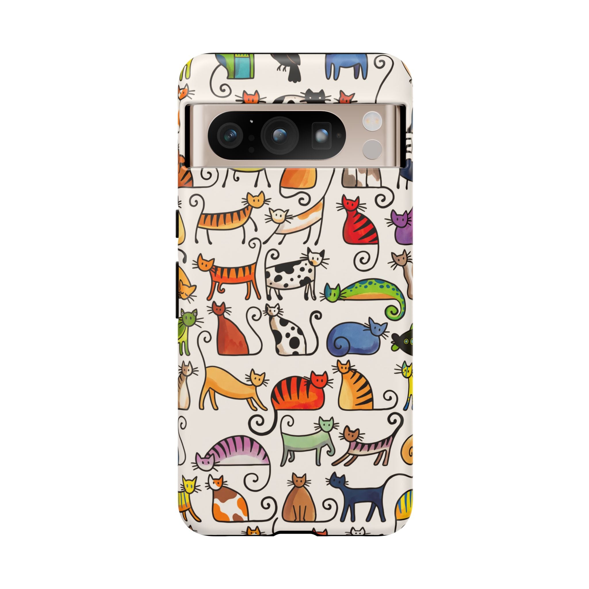 Cat Pattern Tough Google Pixel Case | Colourful Cartoon Cats