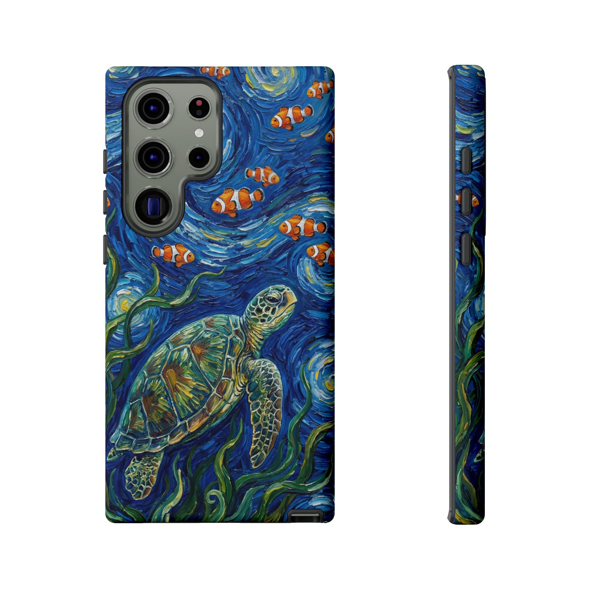 Sea Turtle & Clownfish Tough Samsung Galaxy Case | Van Gogh Style Ocean Art