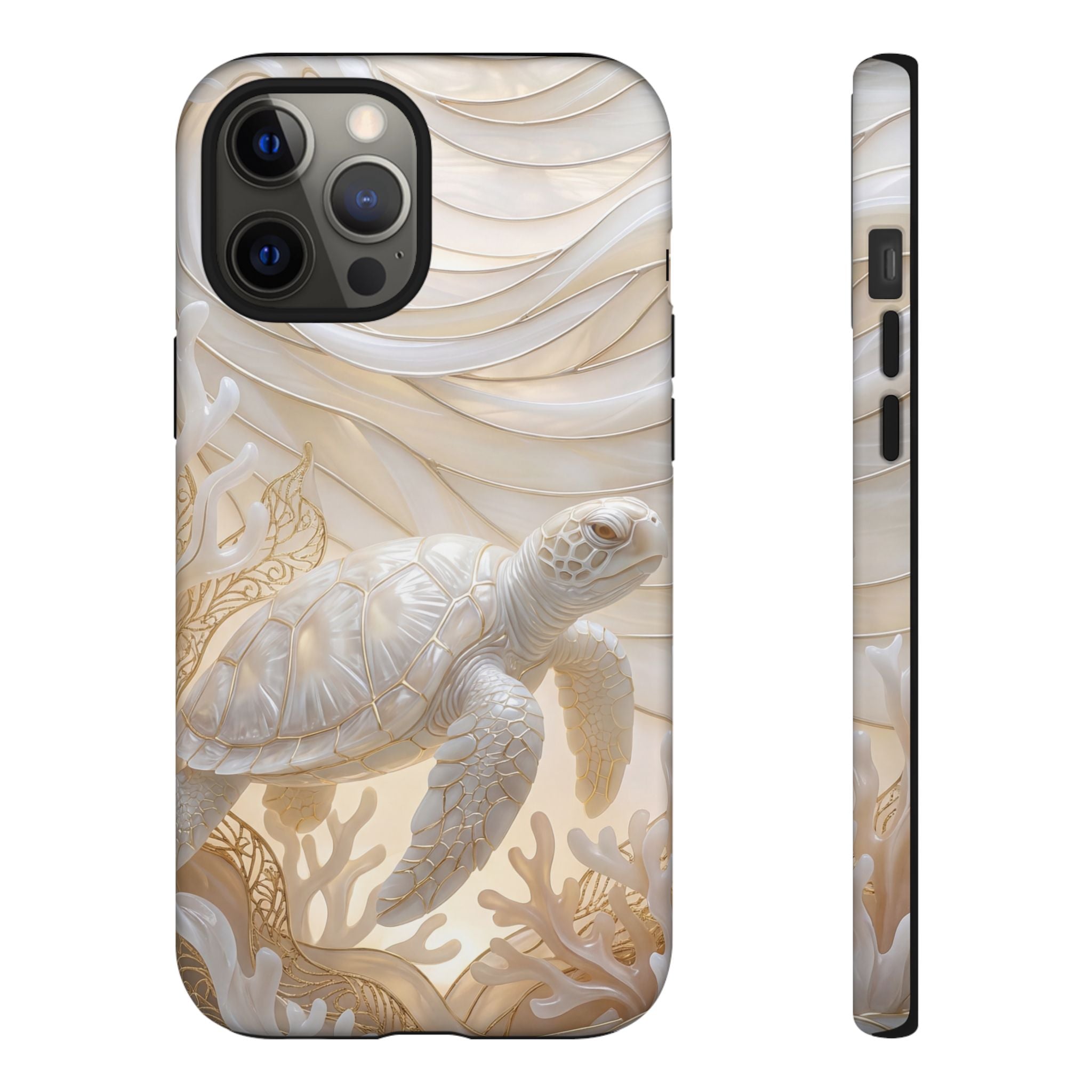 Sea Turtle Tough iPhone Case — Elegant Nautical Coral Design