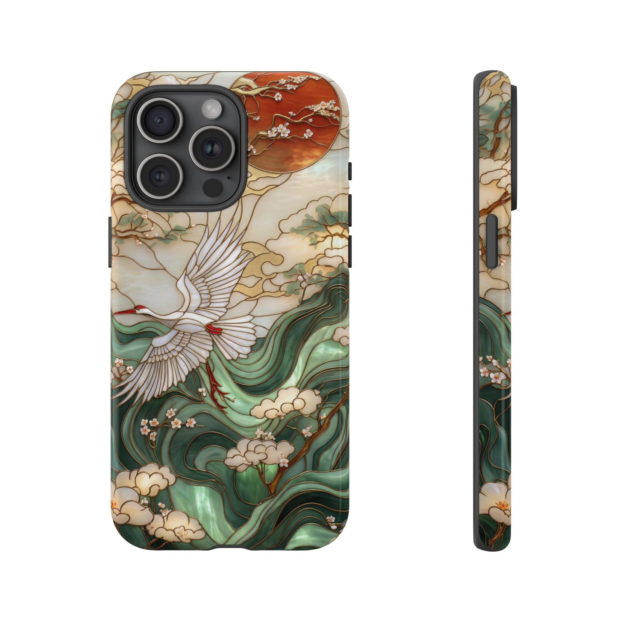 Cranes & Waves Protective iPhone Case | Japanese-Inspired Art Phone Cover
