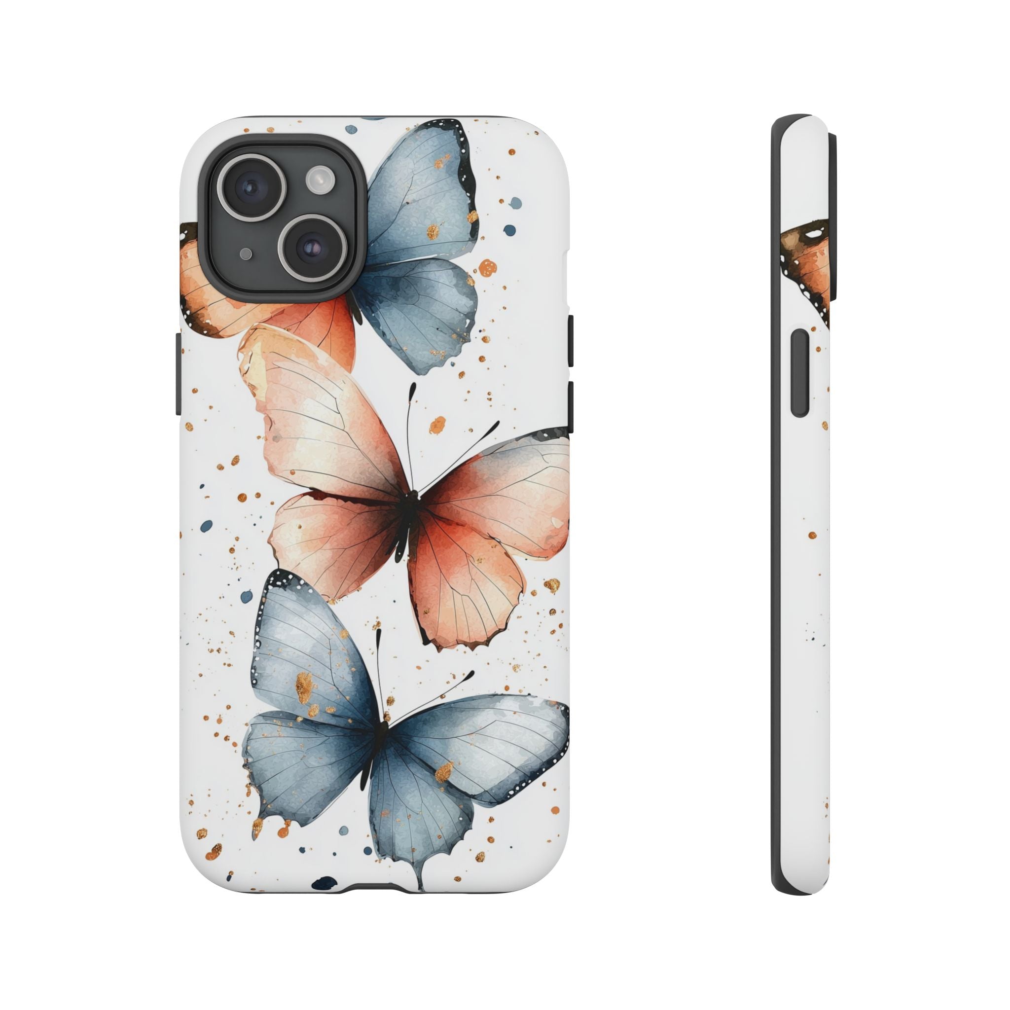 Watercolour Blue & Peach Butterfly Tough iPhone Case