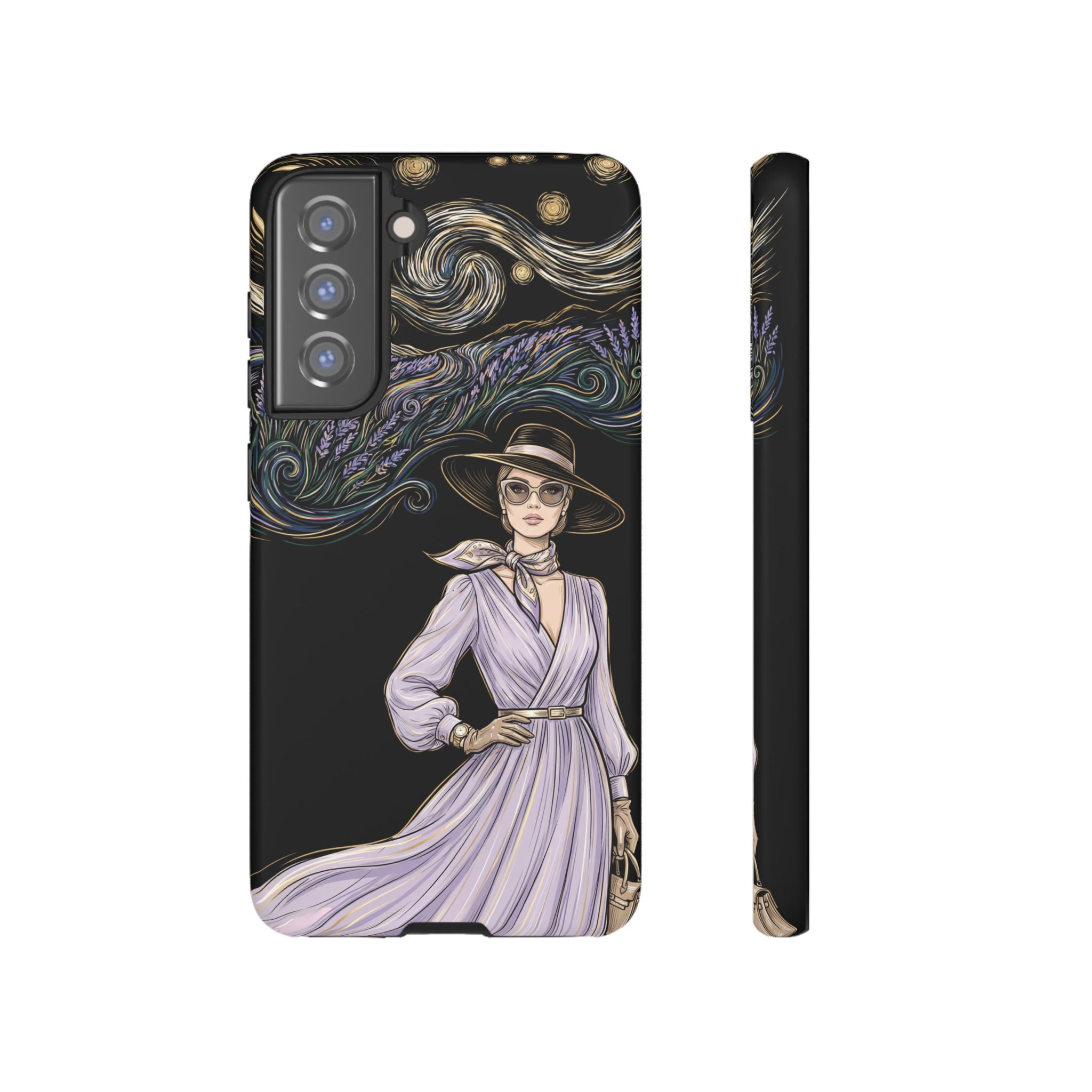 Starry Night Lavender Woman Samsung Galaxy Phone Case | Artistic Protective Tough Case