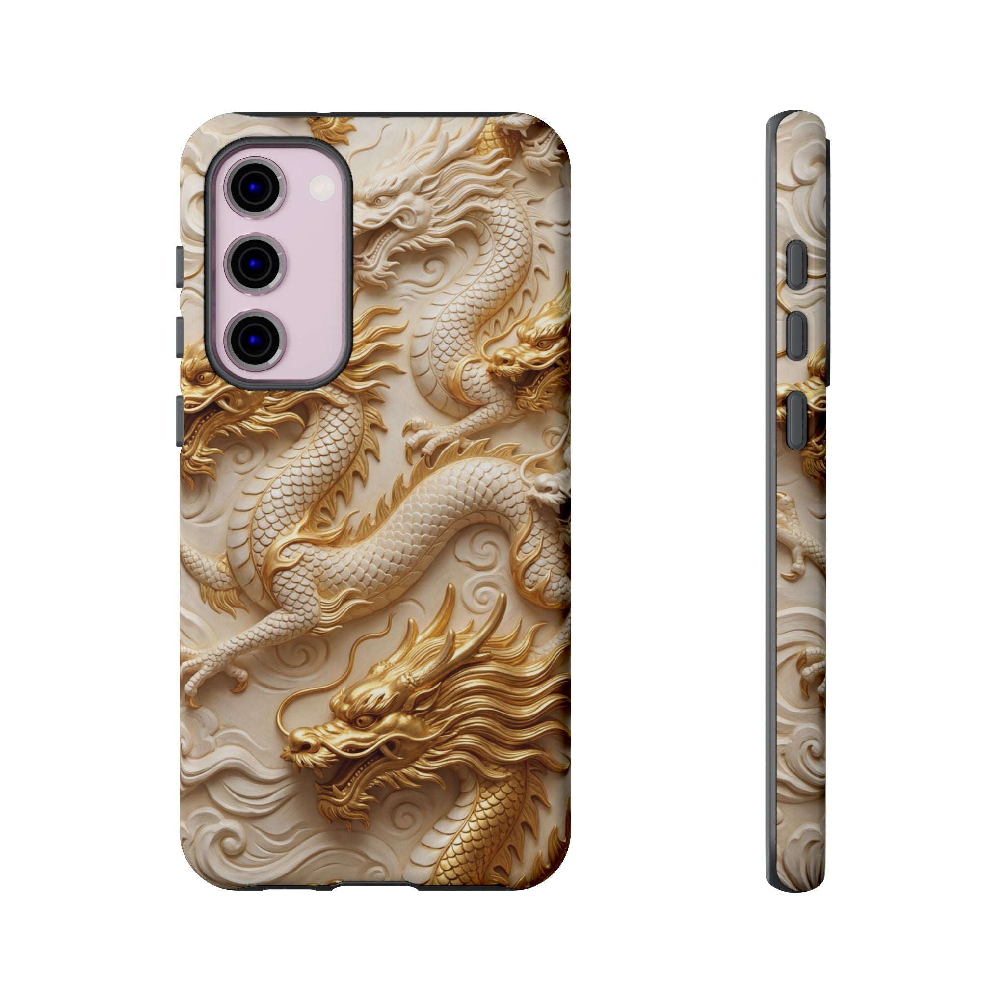 Dragon Relief Samsung Galaxy Case — Gold Carved Dragon Protective Cover