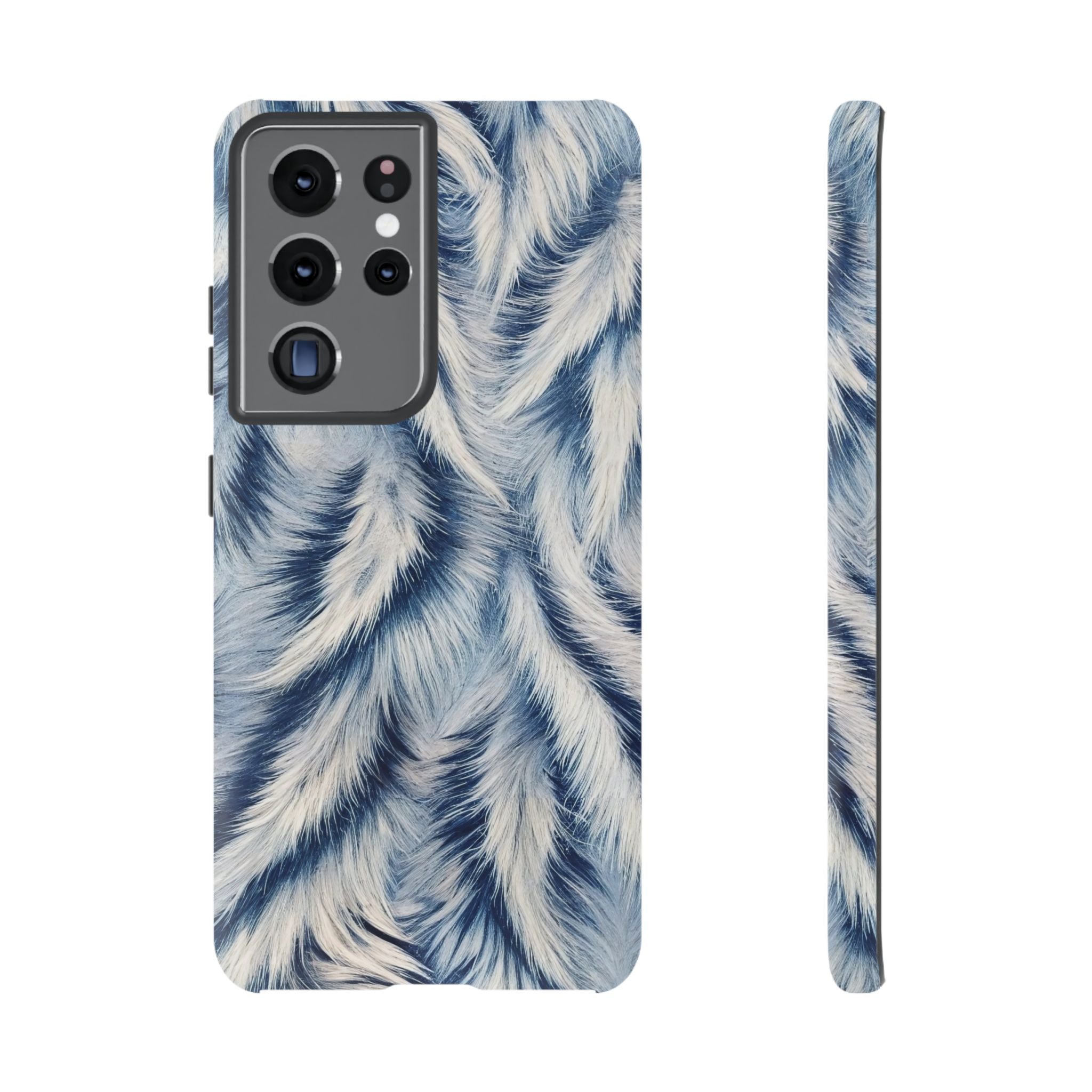 Blue Faux Fur Texture Protective Tough Samsung Galaxy Case