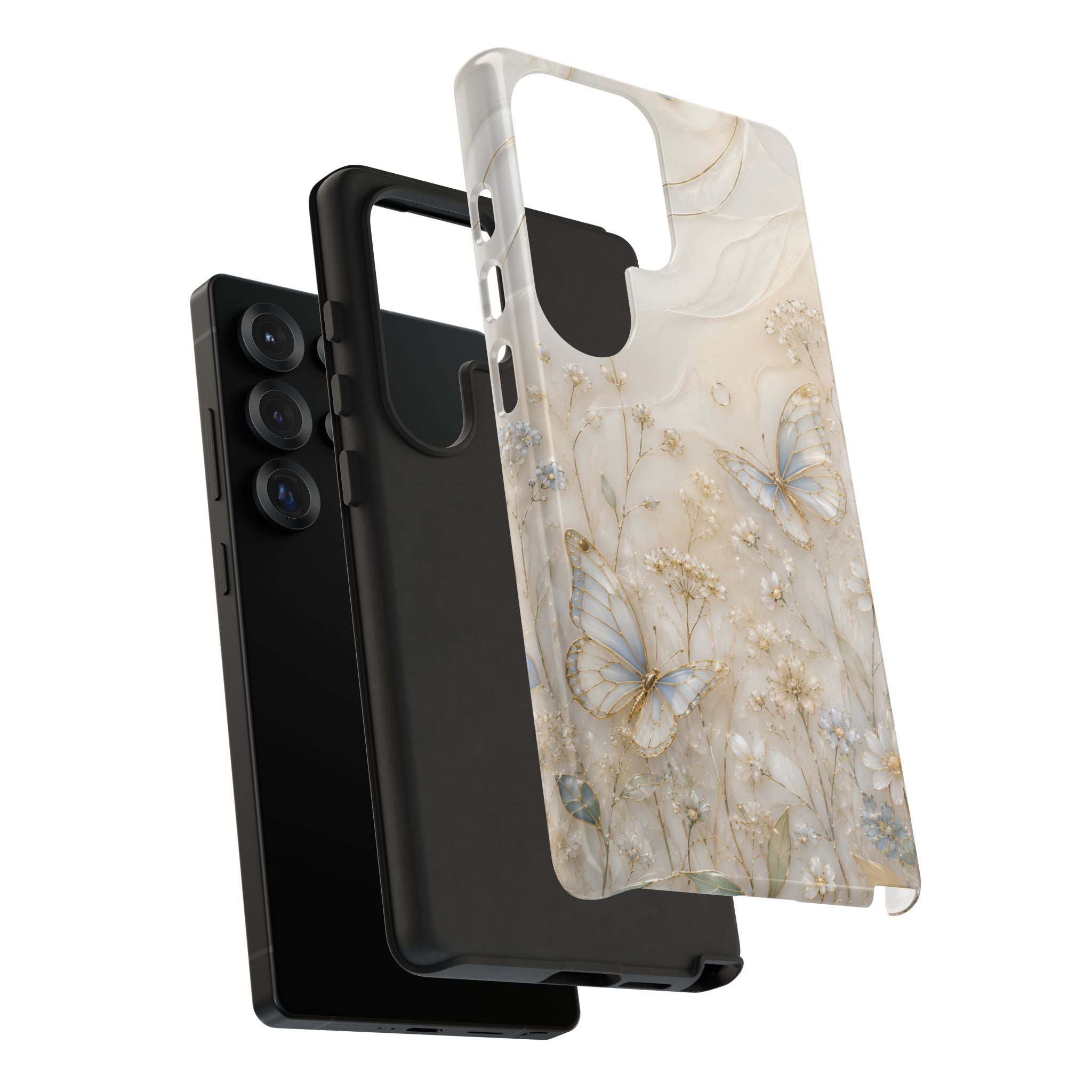 Butterfly Floral Samsung Galaxy Phone Case | Cottagecore Meadow Art Cover