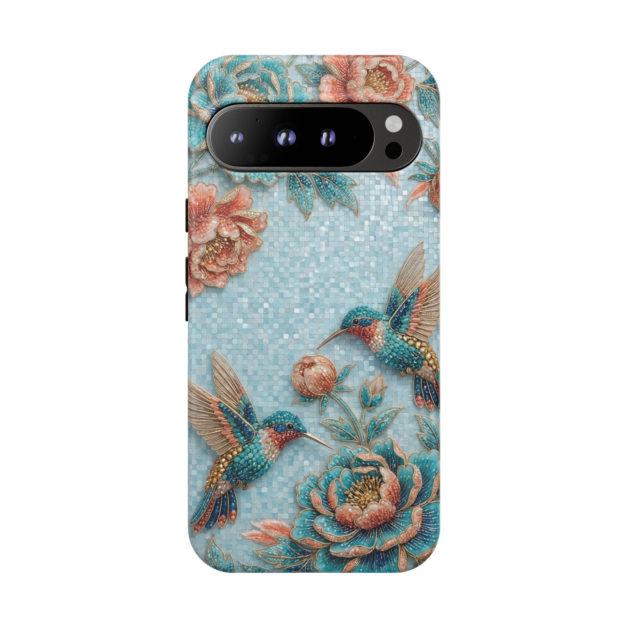 Hummingbird Floral Tough Google Pixel Phone Case | Vintage Blue Garden Design