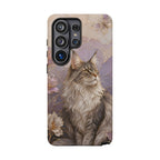 Maine Coon Cat Samsung Galaxy Phone Case | Floral Cat Phone Case