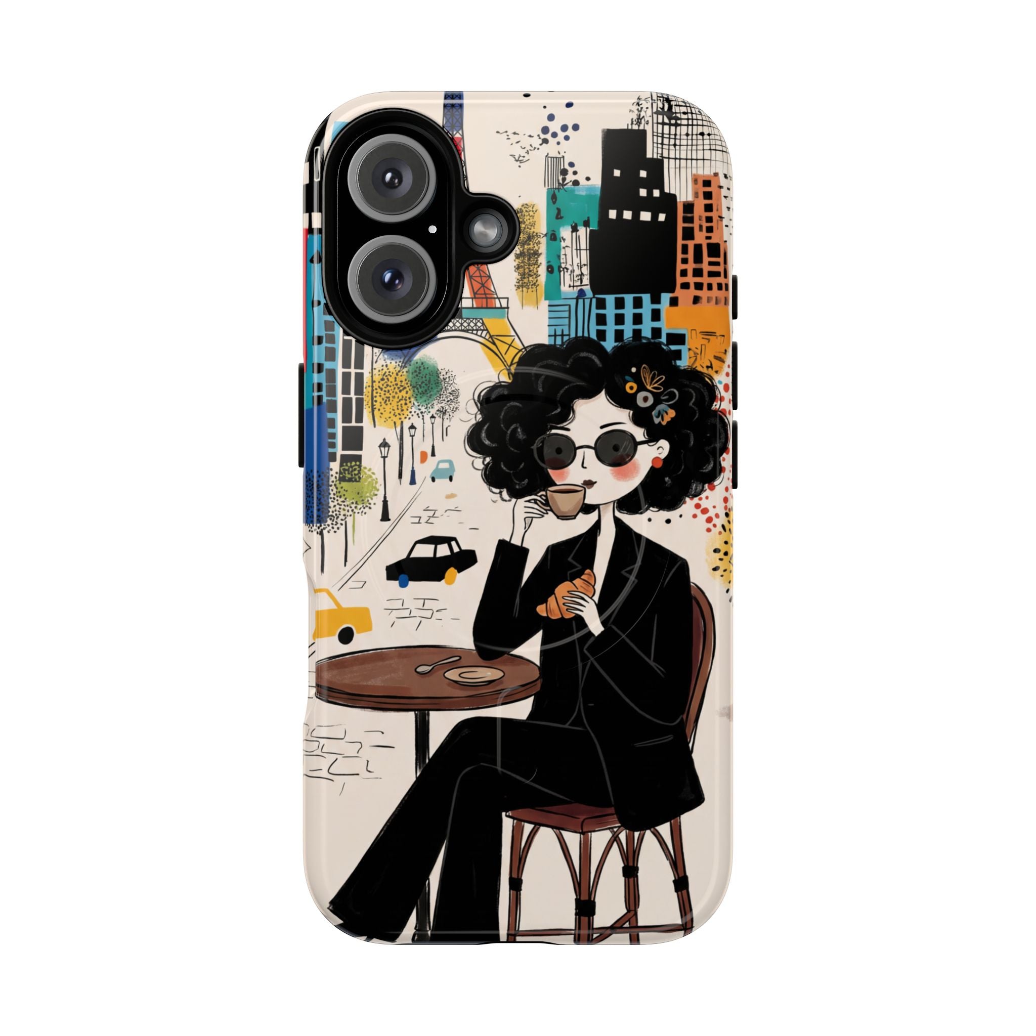 Paris Cafe Chic MagSafe iPhone Case | Stylish Woman Illustration iPhone Cover