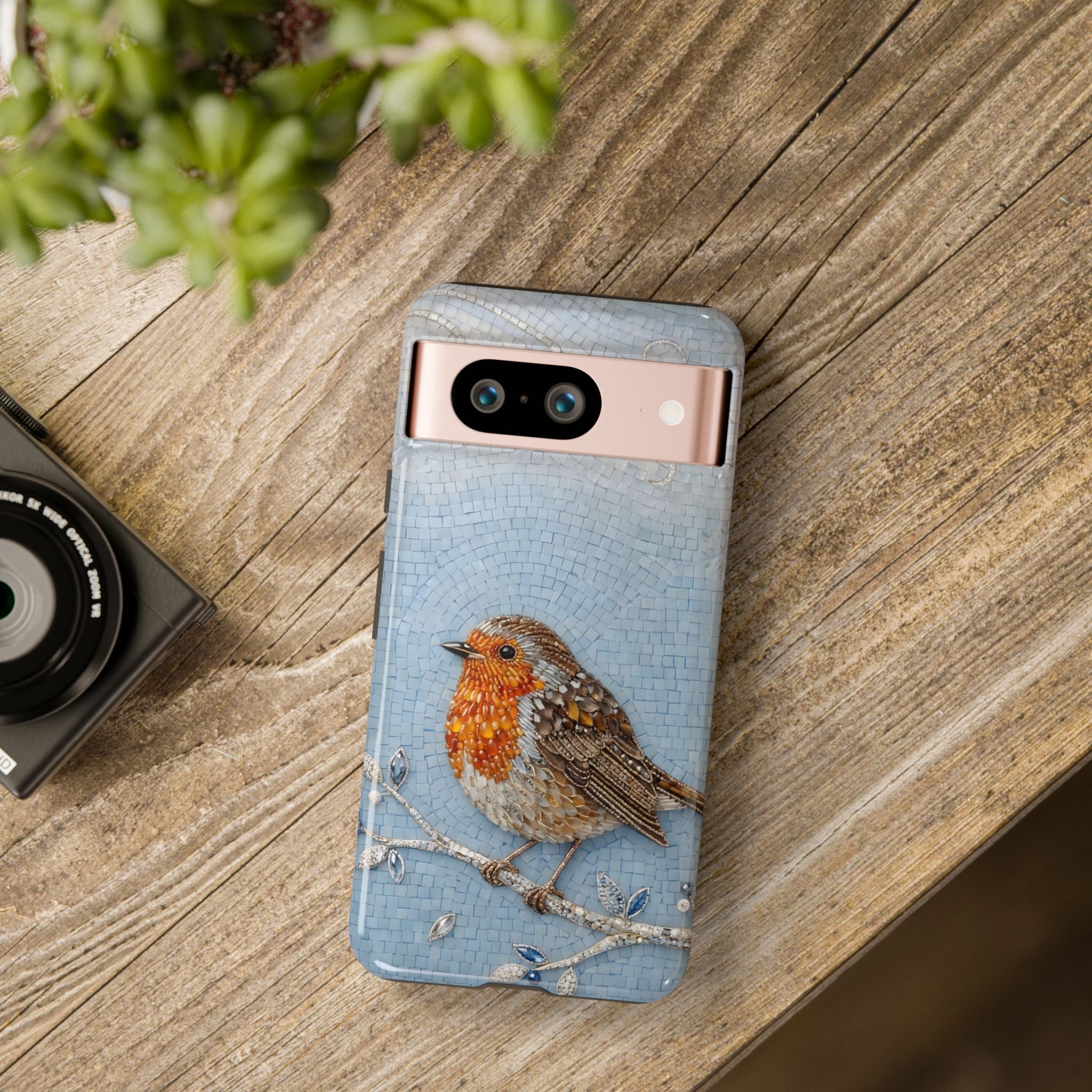 Robin Winter Google Pixel Phone Case — Protective Floral Bird Design
