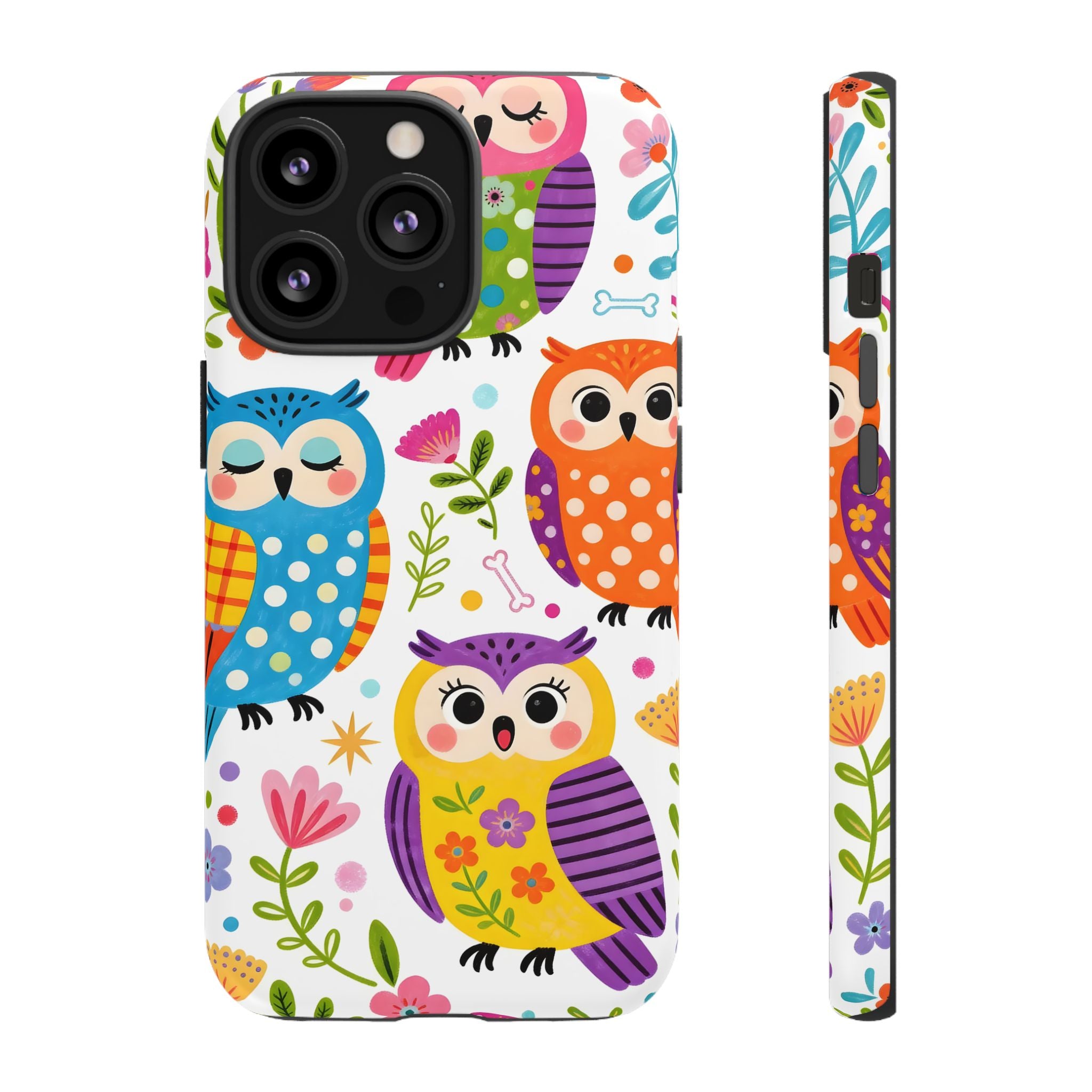 Cute Colorful Owls iPhone Case | Cute Owl Pattern Tough Case