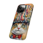 Cat in Colorful Top Hat iPhone Case — Whimsical Cat Art iPhone Case