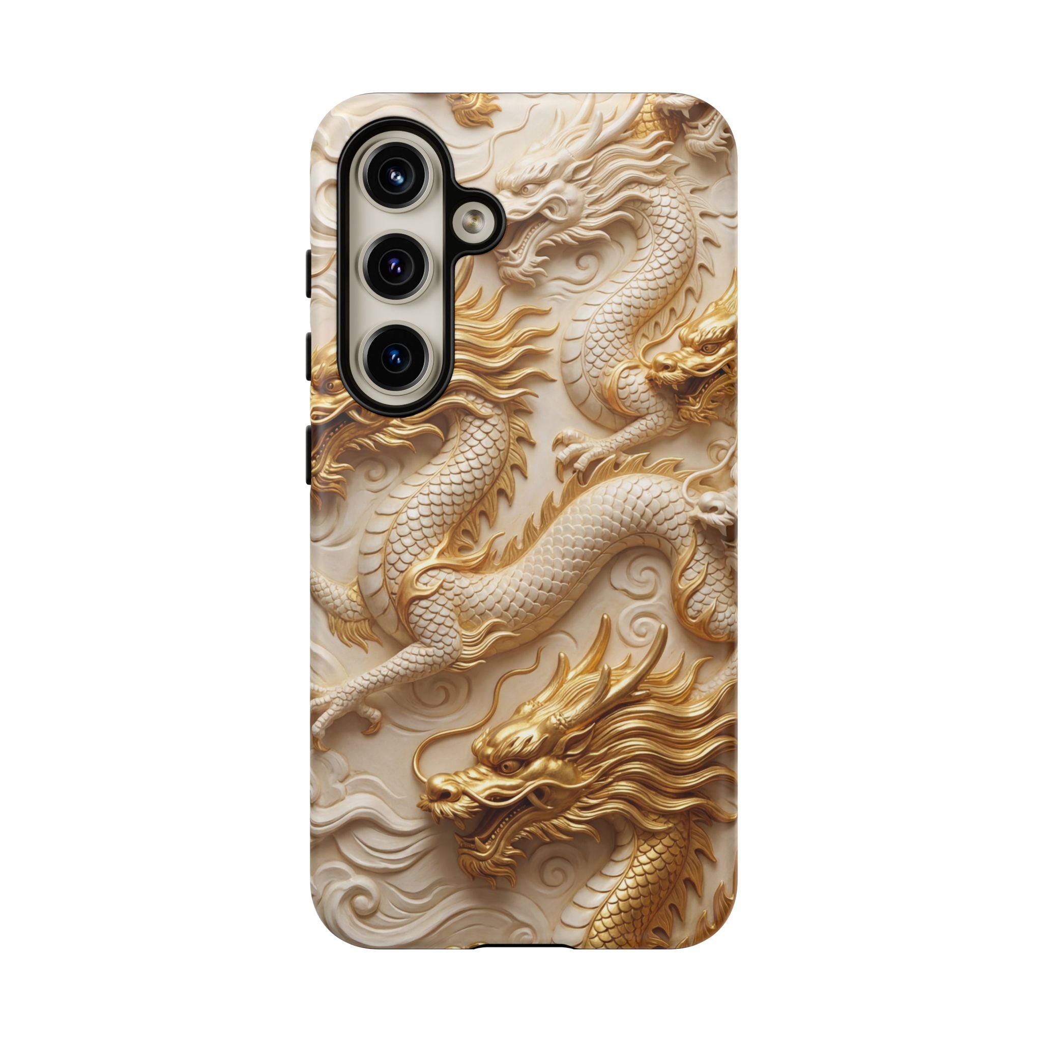 Dragon Relief Samsung Galaxy Case — Gold Carved Dragon Protective Cover