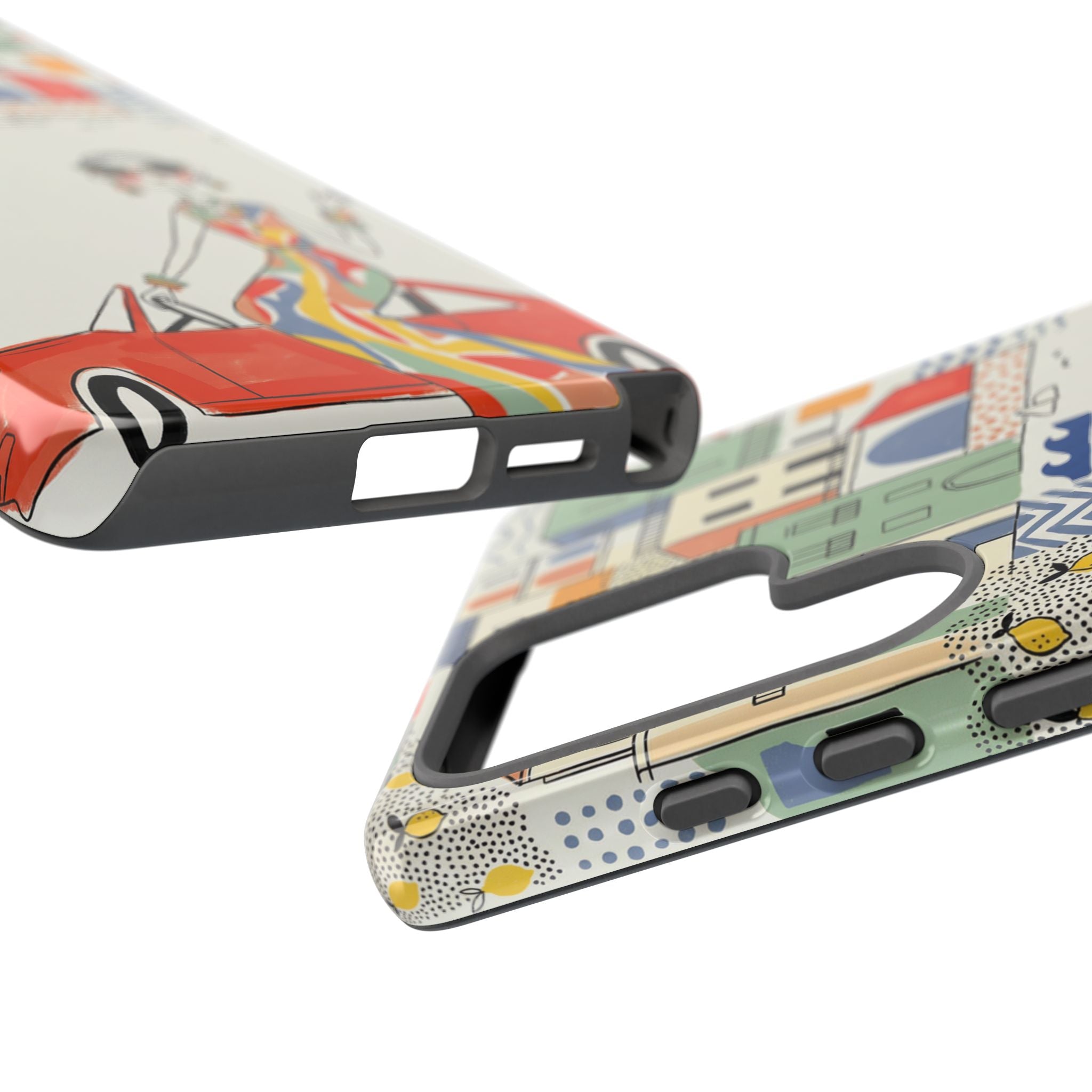 Stylish Riviera Samsung Galaxy Phone Case | Chic Retro Woman in Convertible Design