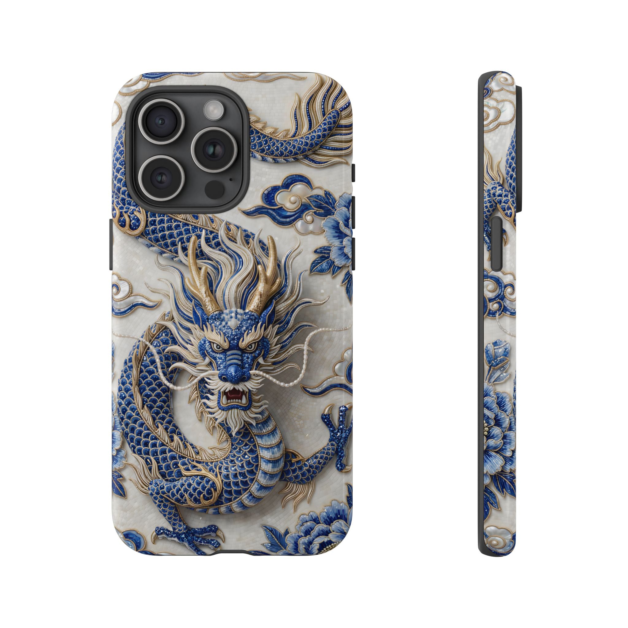 Asian Zodiac Dragon iPhone Case | Blue & White Porcelain Luxury Protective Case | Year of the Dragon Gift