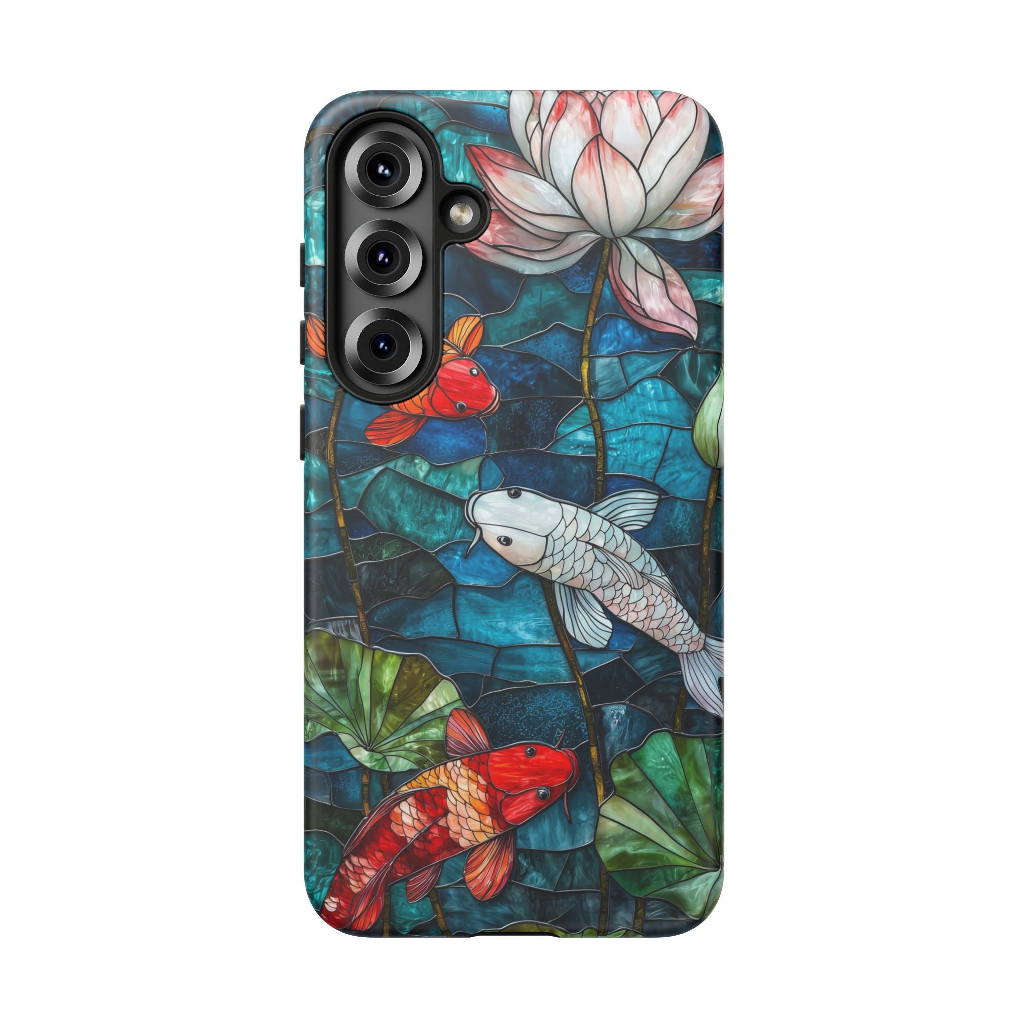 Koi Pond Tough Samsung Galaxy Case — Stained Glass Lotus & Koi Design