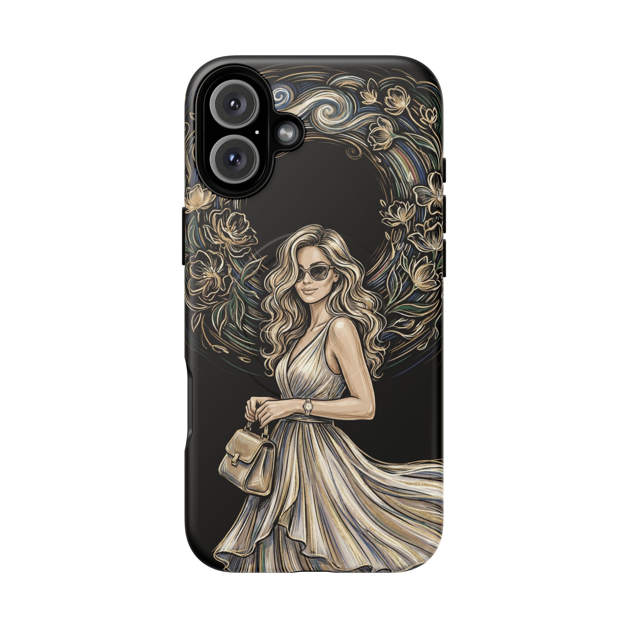 Stylish Woman Floral Wreath Tough MagSafe iPhone Case