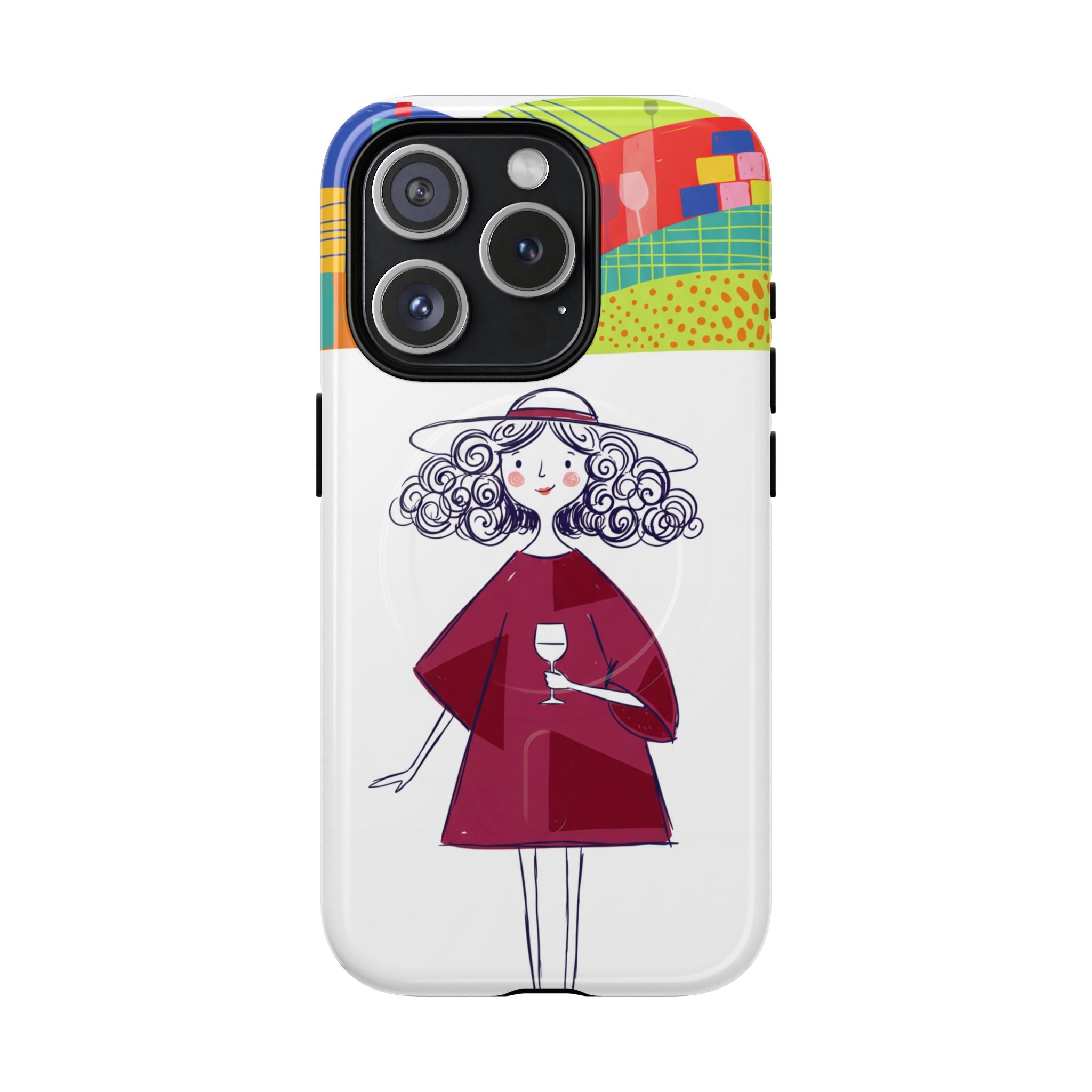 Colourful Artistic Wine Lady MagSafe iPhone Case