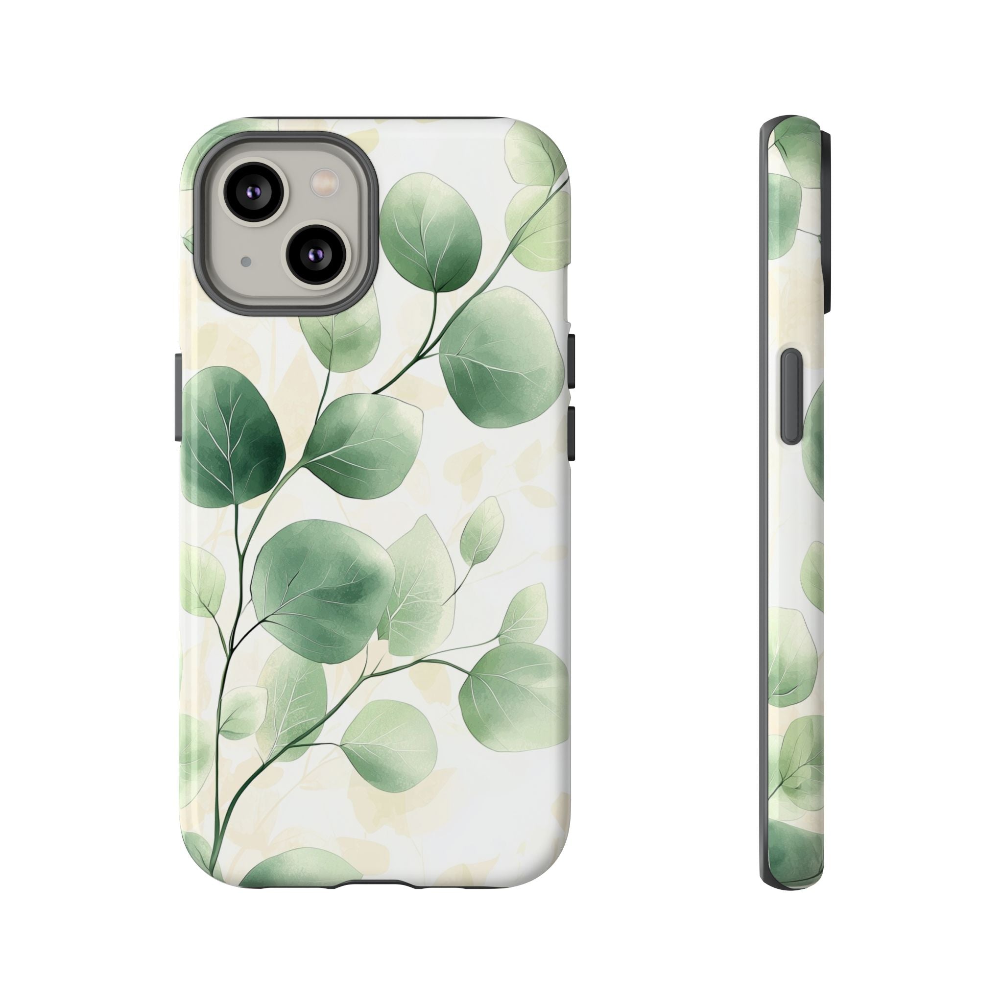 Botanical Eucalyptus Tough iPhone Case | Green Watercolour Leaf