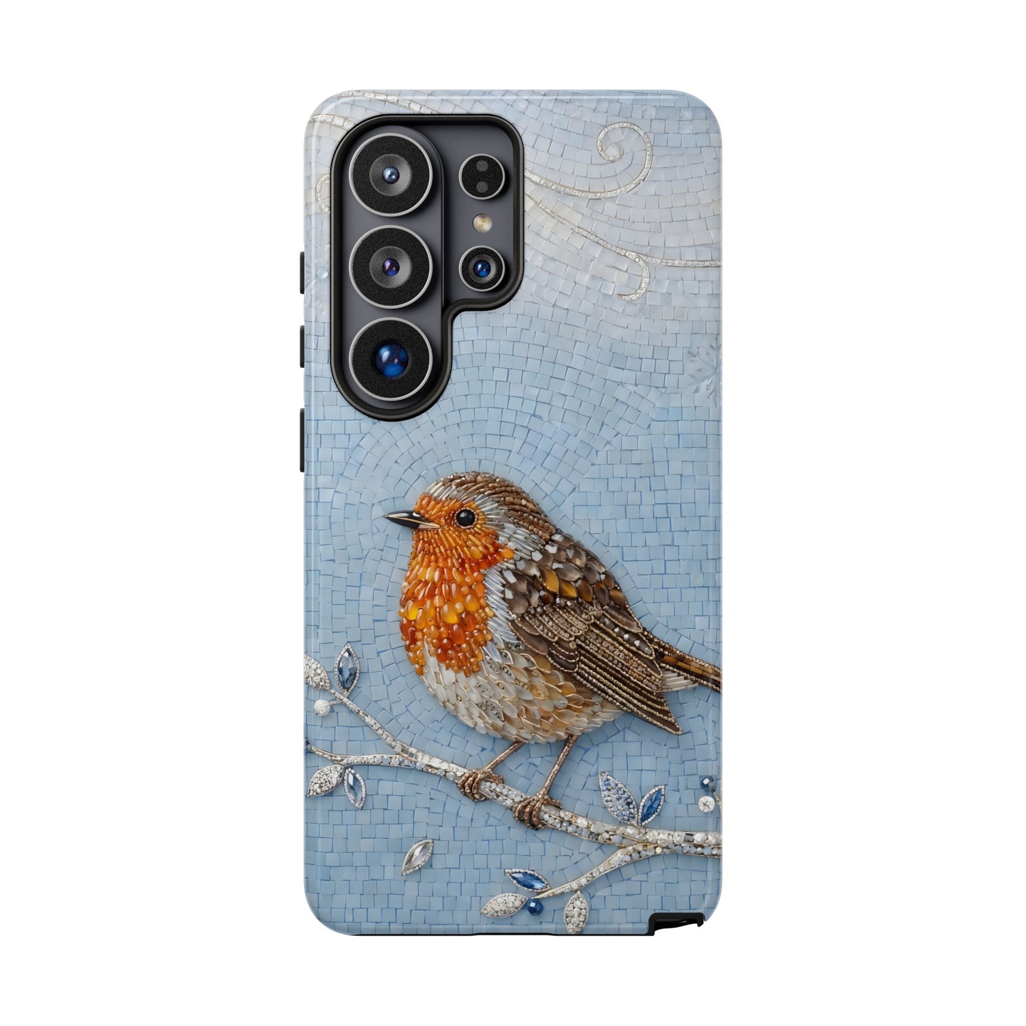 Robin Winter Samsung Galaxy Phone Case — Protective Floral Bird Design