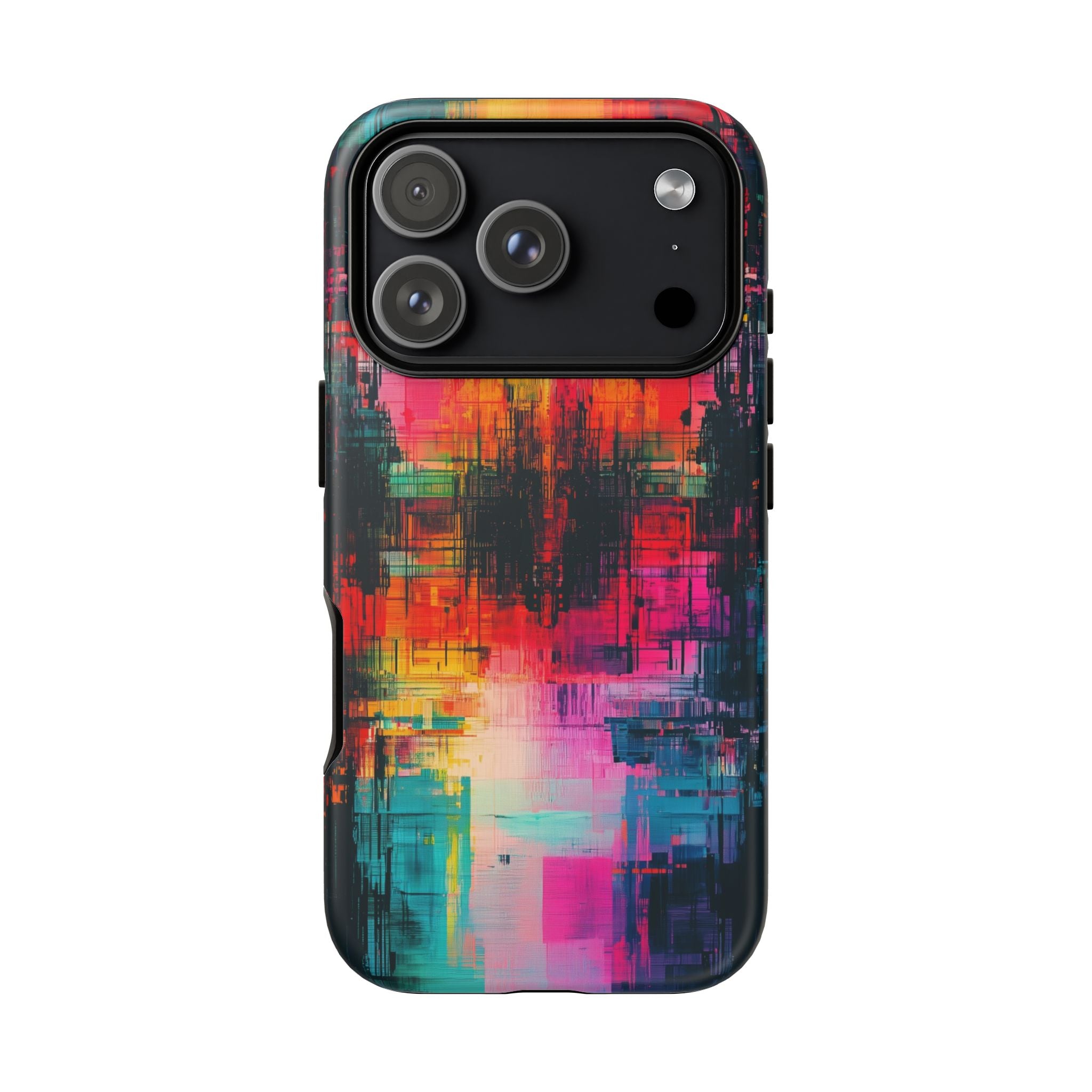 Abstract Neon Glitch Art Tough iPhone Case