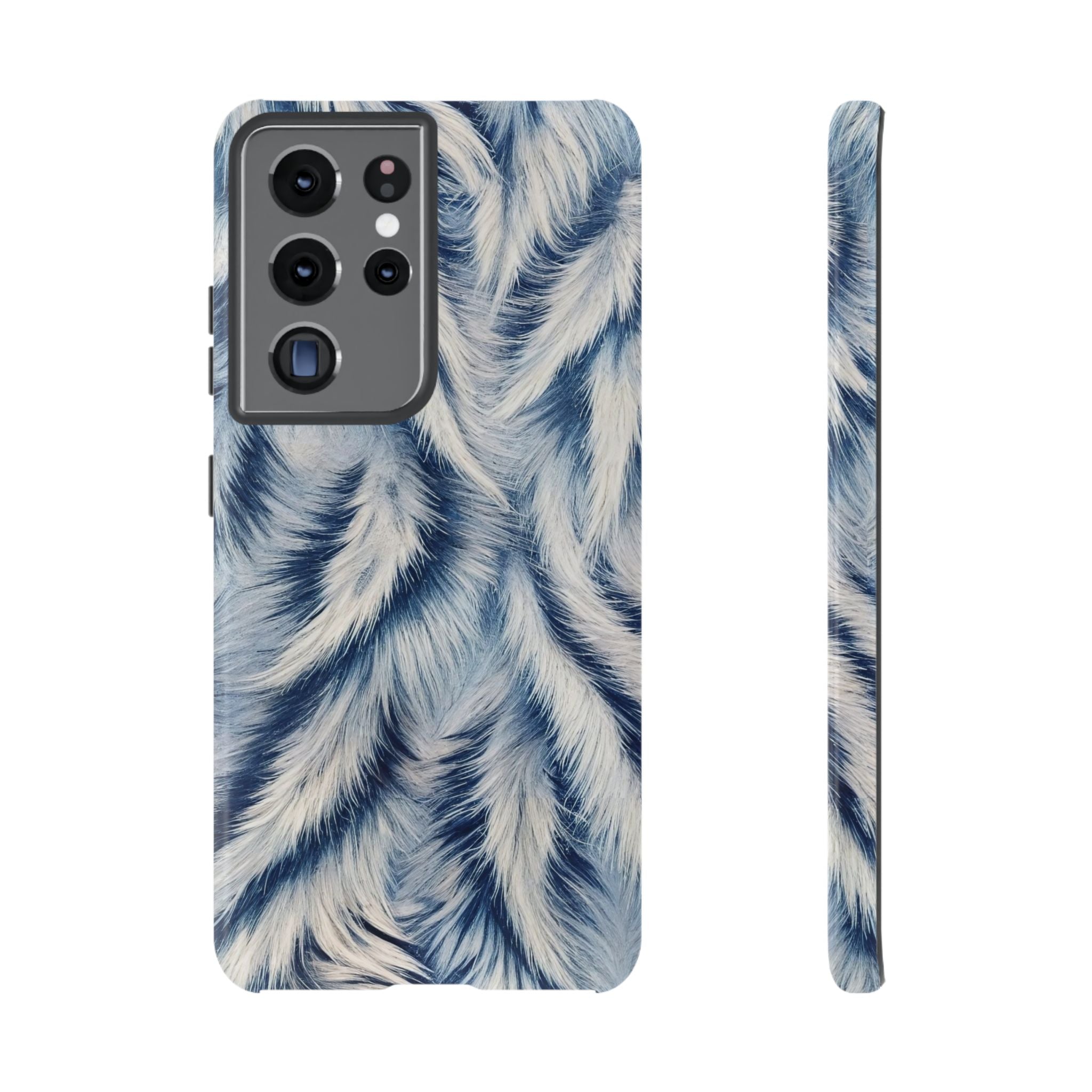 Blue Faux Fur Texture Protective Tough Samsung Galaxy Case