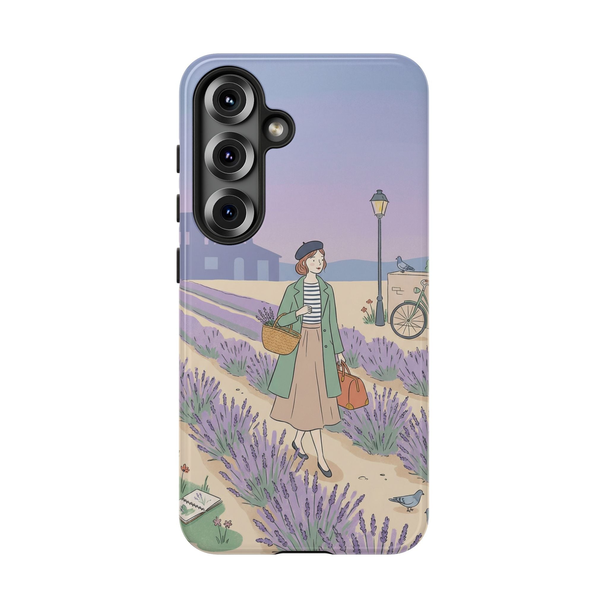 Lavender Field Samsung Galaxy Phone Case | Vintage Travel Illustration Protective Case