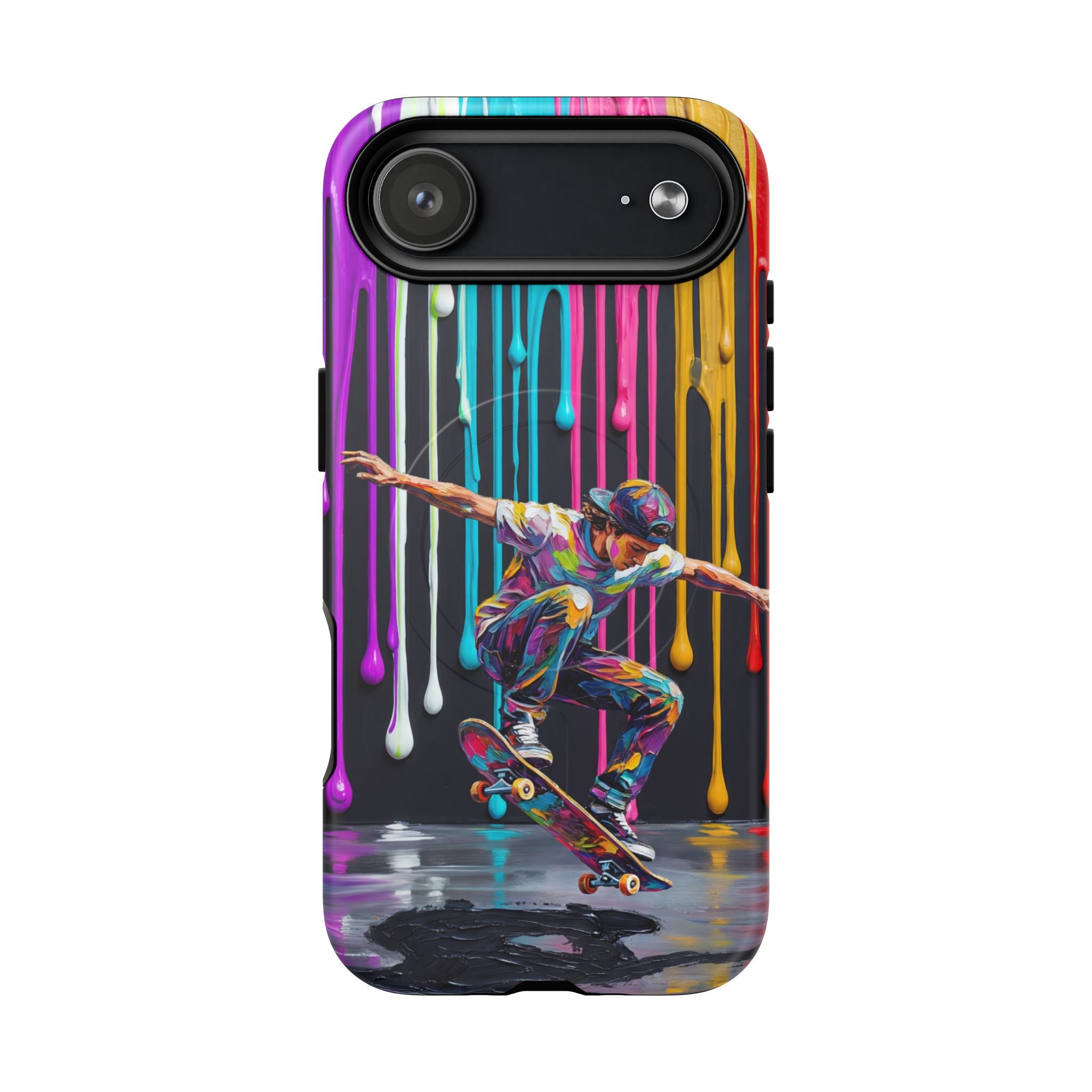 Colourful Drip Art Skateboarder Splash MagSafe iPhone Case