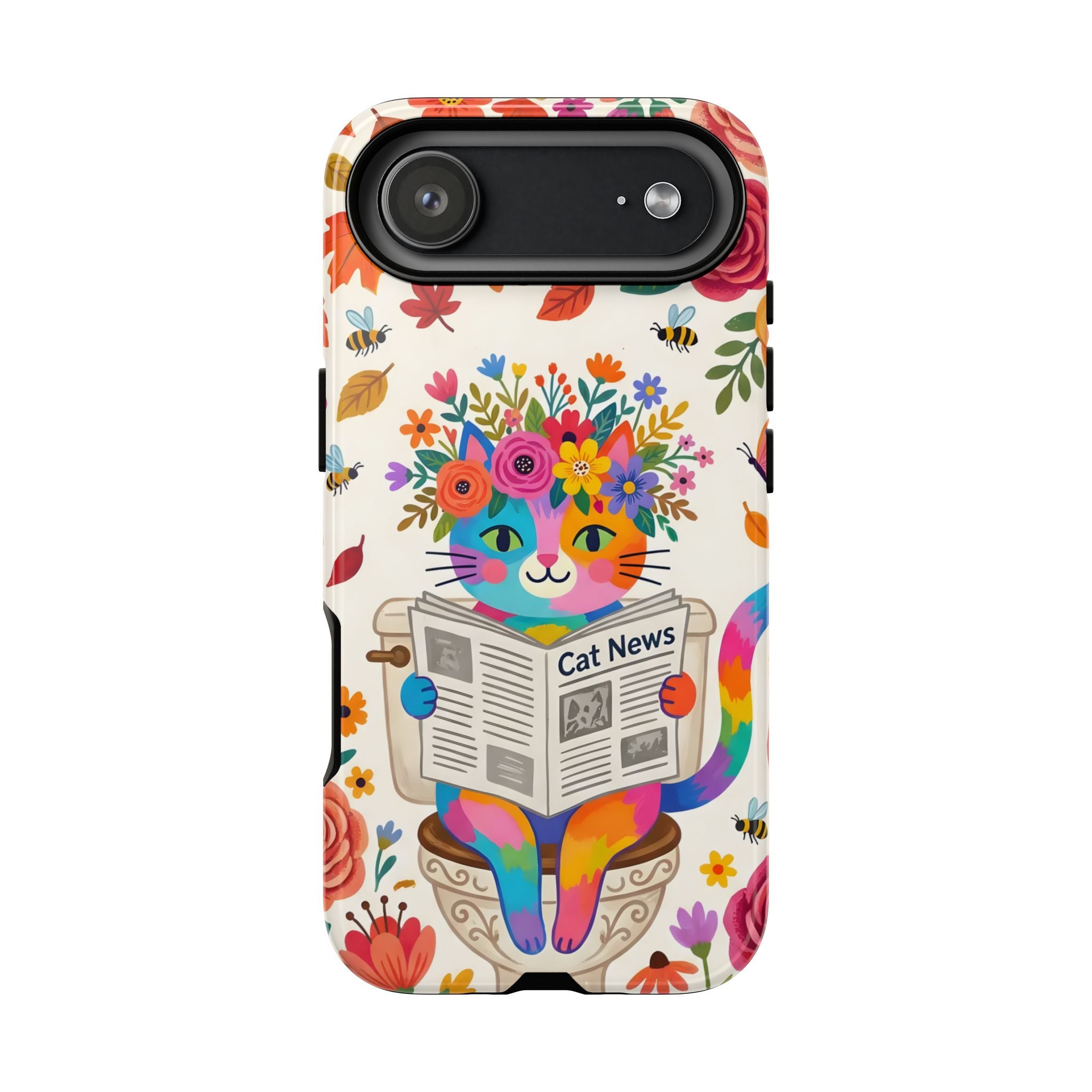 Floral Rainbow Cat iPhone Case | Cat News Design
