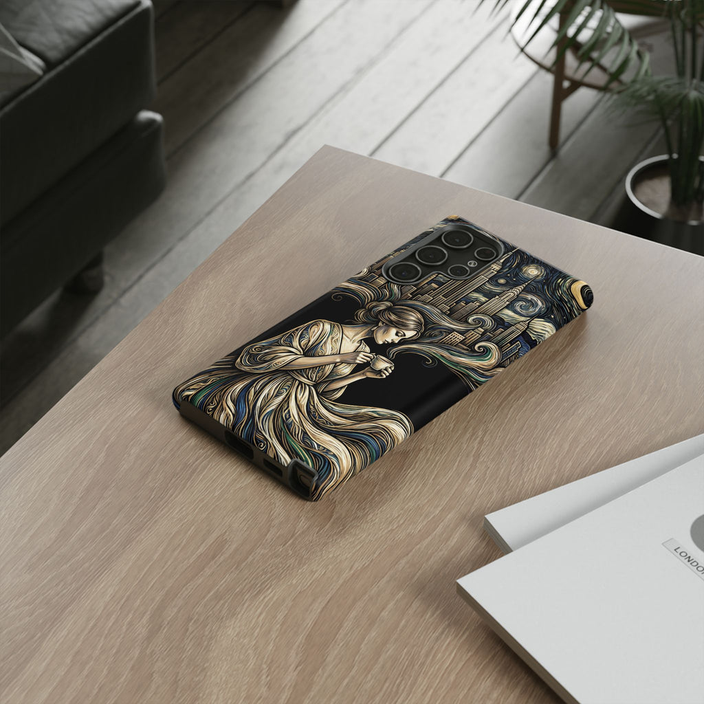 Vintage Cityscape Woman Tea Art Samsung Galaxy Phone Case