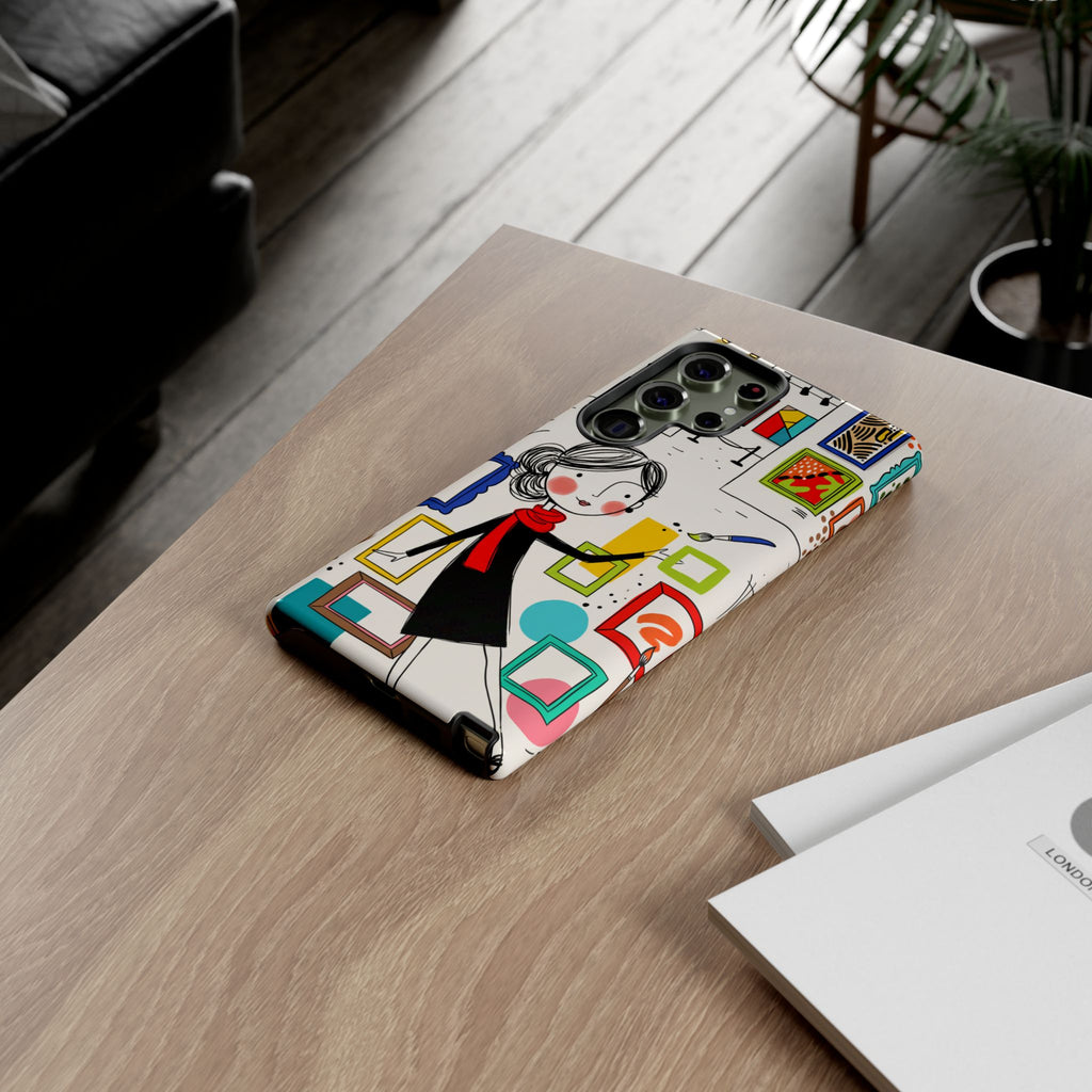 Custodia per telefono Samsung Galaxy con illustrazione Galleria d'arte | Donna carina con design di cornici