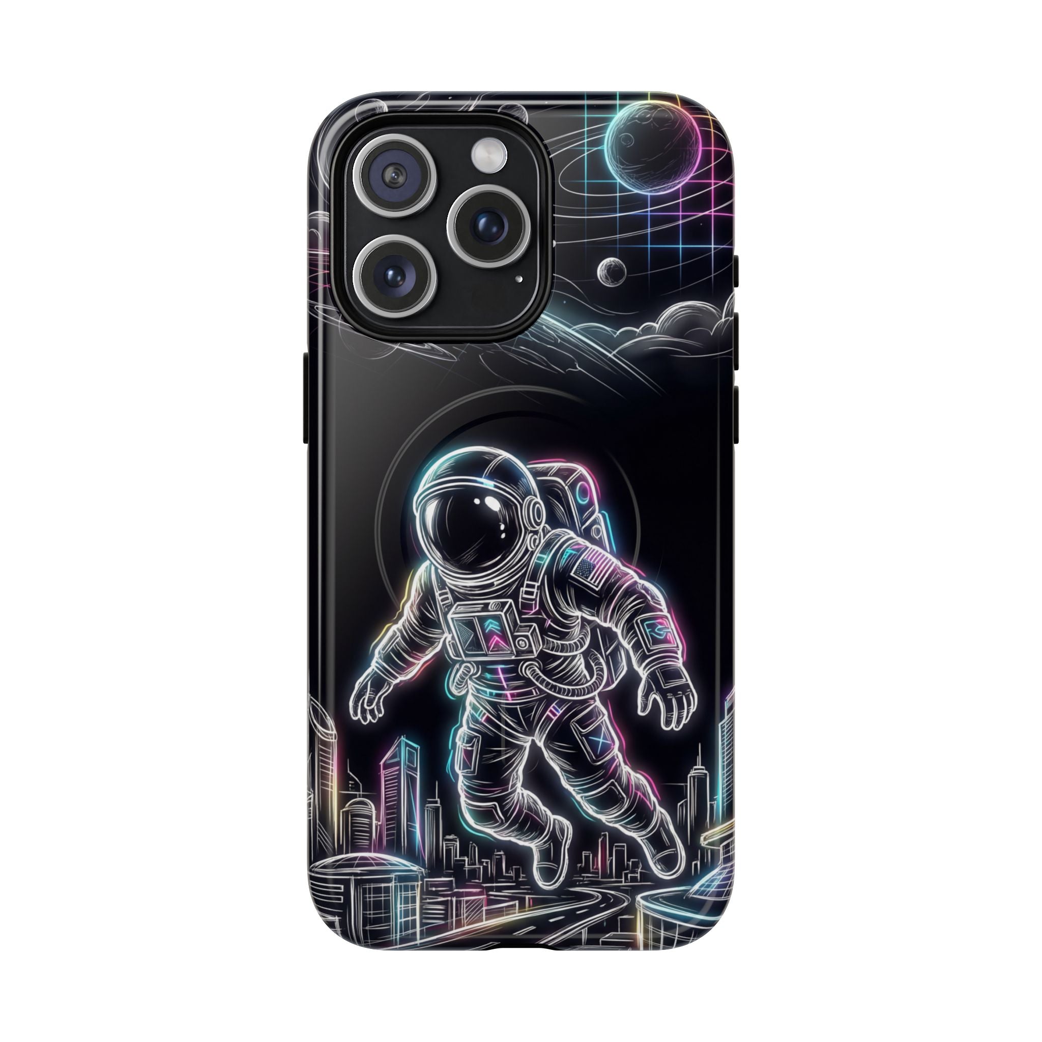 Space Explorer Astronaut NeonMagSafe iPhone Case
