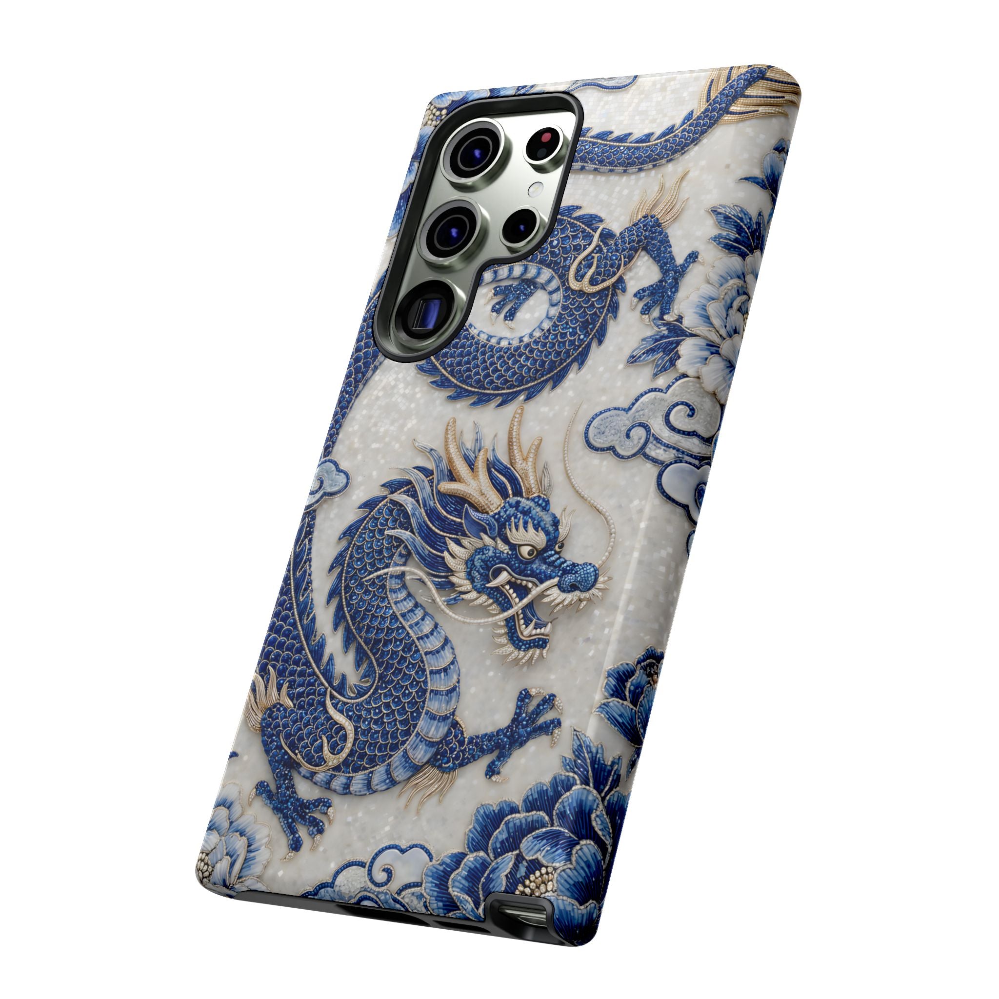 Asian Zodiac Dragon Samsung Galaxy Phone Case V2 | Blue & White Porcelain Luxury Protective Case | Year of the Dragon Gift