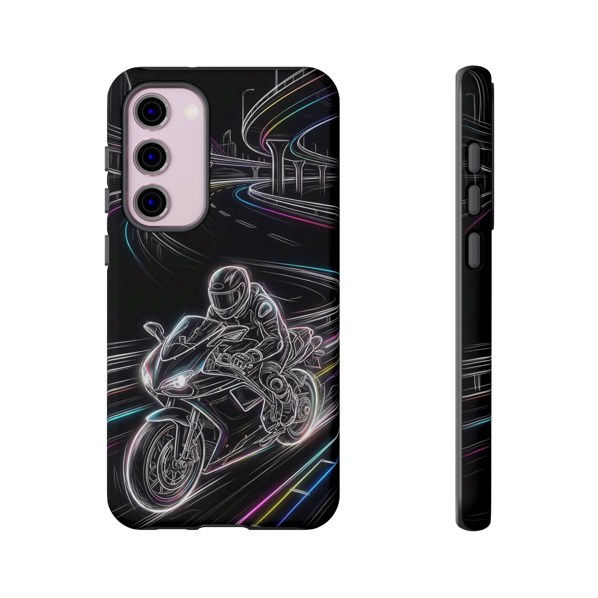 Neon Night Rider Samsung Galaxy Phone Case | Motorcycle Racing Protective Cover