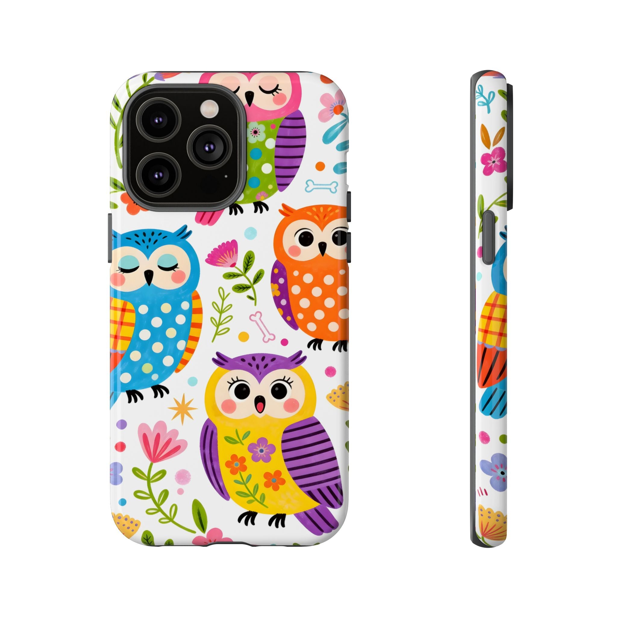Cute Colorful Owls iPhone Case | Cute Owl Pattern Tough Case