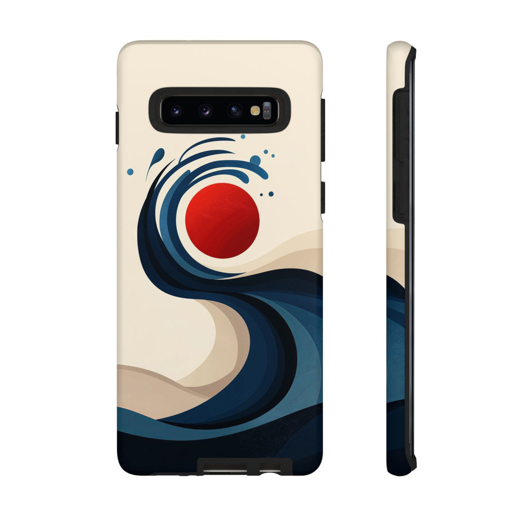 Abstract Wave Samsung Galaxy Case | Red Sun Ocean Art