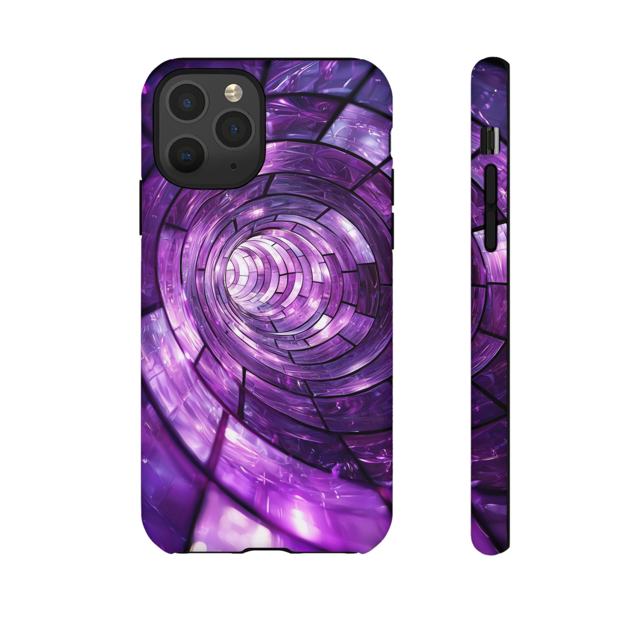 Purple Vortex Tough iPhone Case — Abstract Spiral Protective Cover